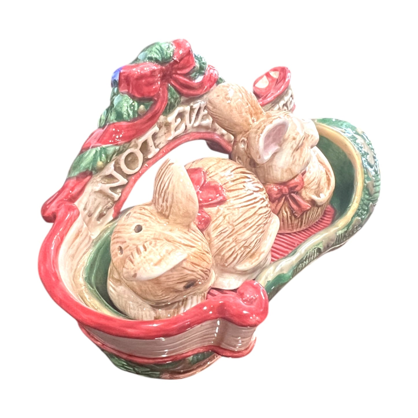 Fitz & Floyd - Christmas - Not Even A Mouse Salt Pepper Shakers - 3.5"