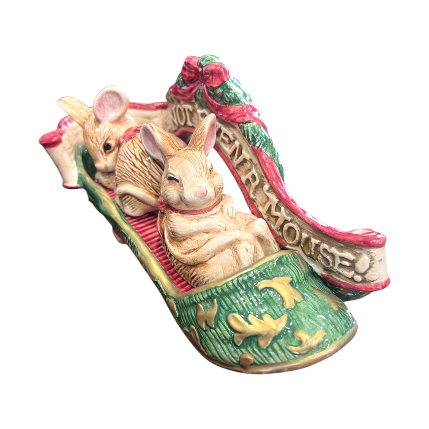 Fitz & Floyd - Christmas - Not Even A Mouse Salt Pepper Shakers - 3.5"