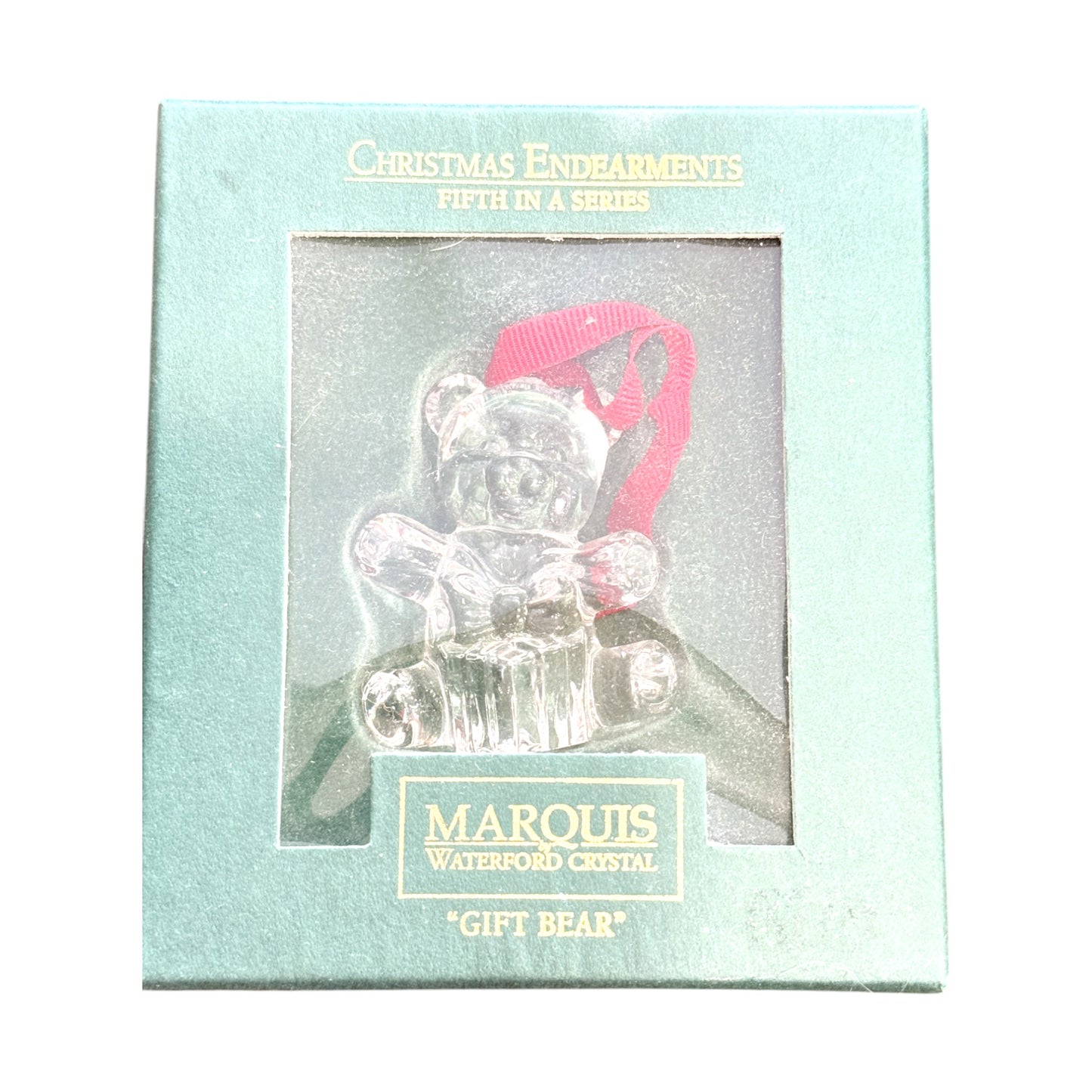 Waterford Crystal - Christmas Ornament - Gift Bear - Original Box - 2.25"