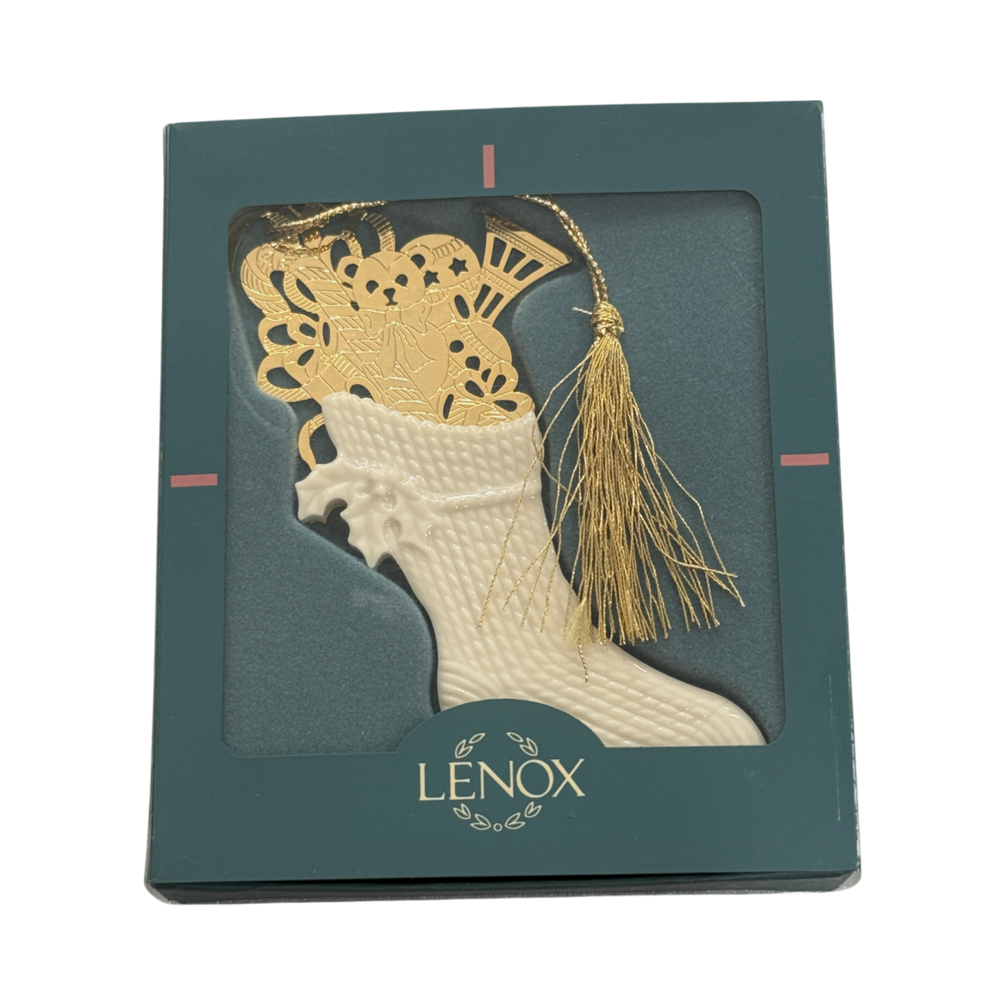 Lenox Bone China - Christmas Stocking With Gold Plate - 4.5"
