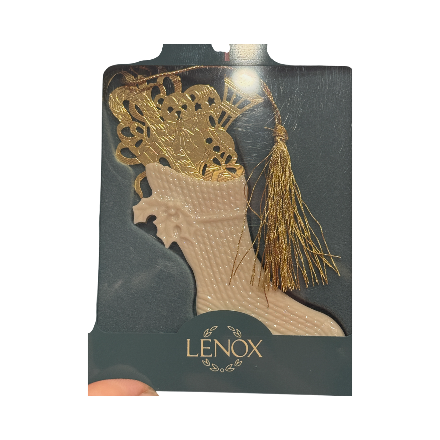 Lenox Bone China - Christmas Stocking With Gold Plate - 4.5"