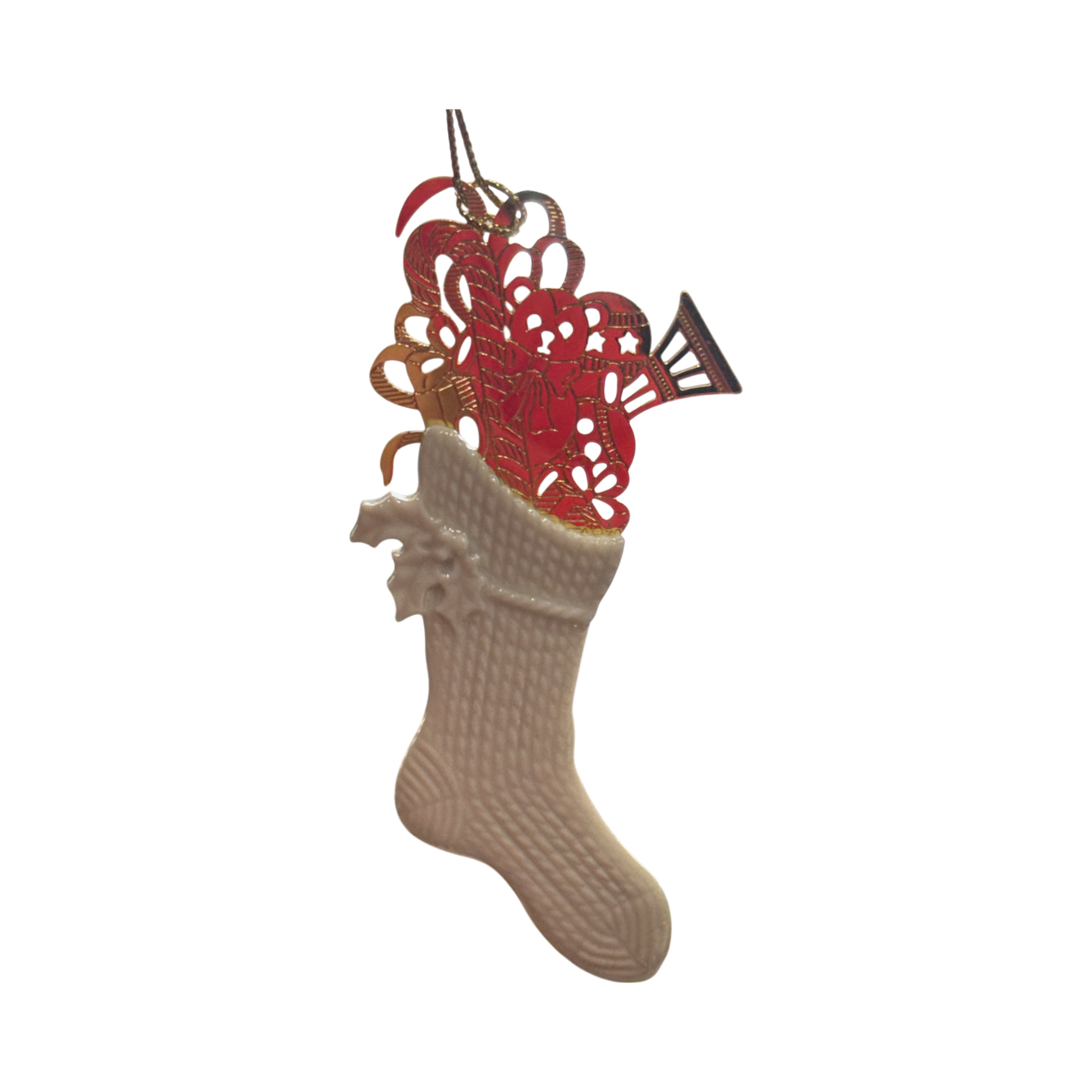 Lenox Bone China - Christmas Stocking With Gold Plate - 4.5"