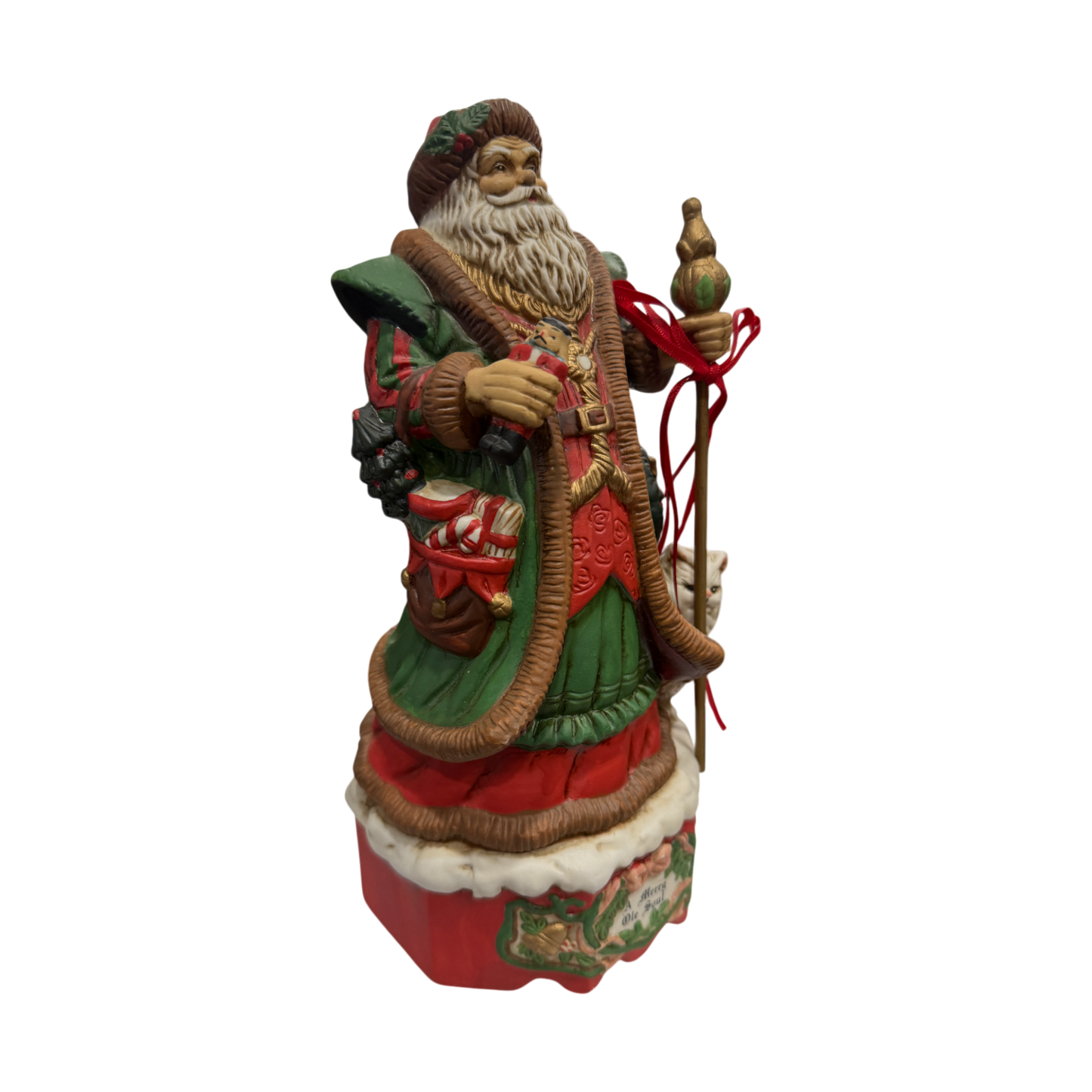 Merry Ole Soul Santa Music Box Figurine - Play Santa Coming To Town - 1993 - 11"