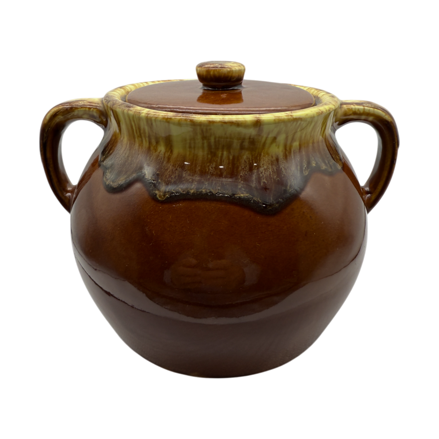 McCoy Pottery - Brown Drip Double Handed Fruit Bowl - 6"