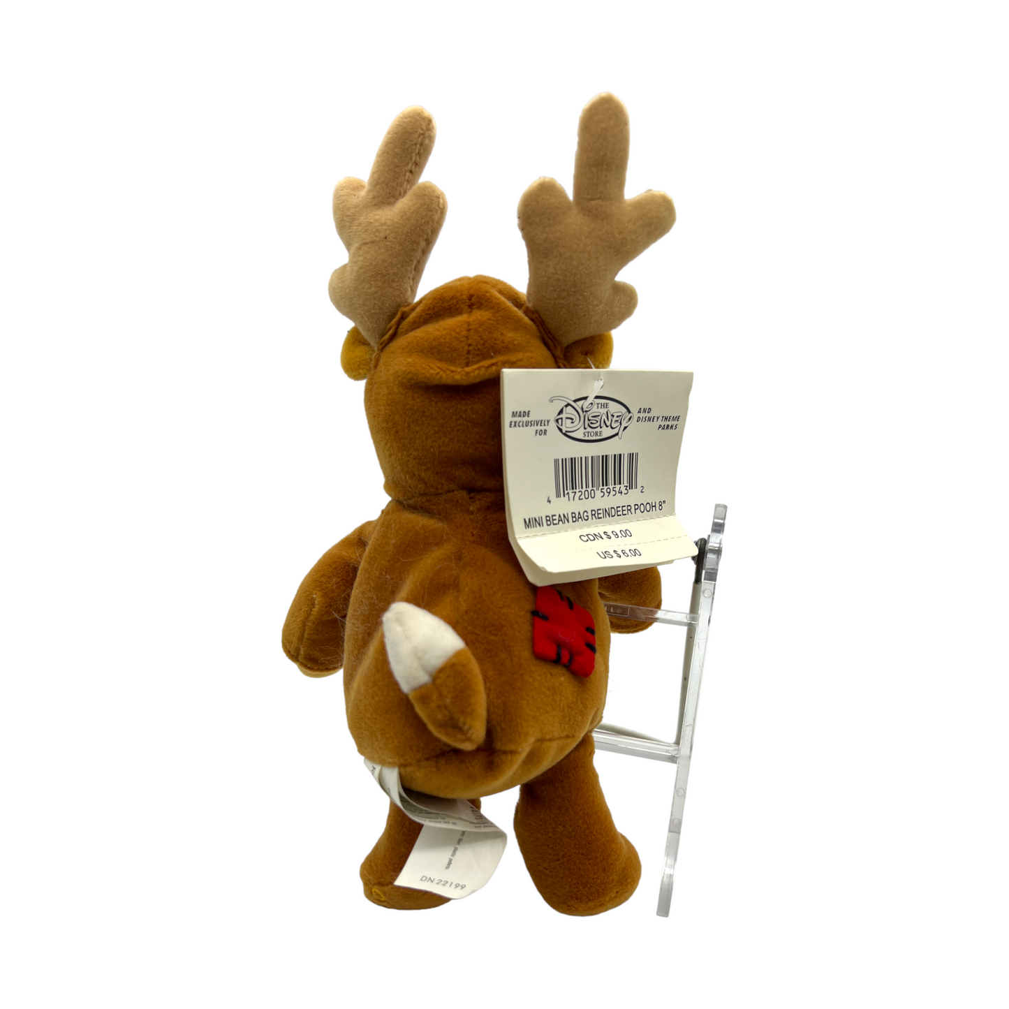 Disney Store - Reindeer Pooh Mini Bean Bag - With Tag - 8"