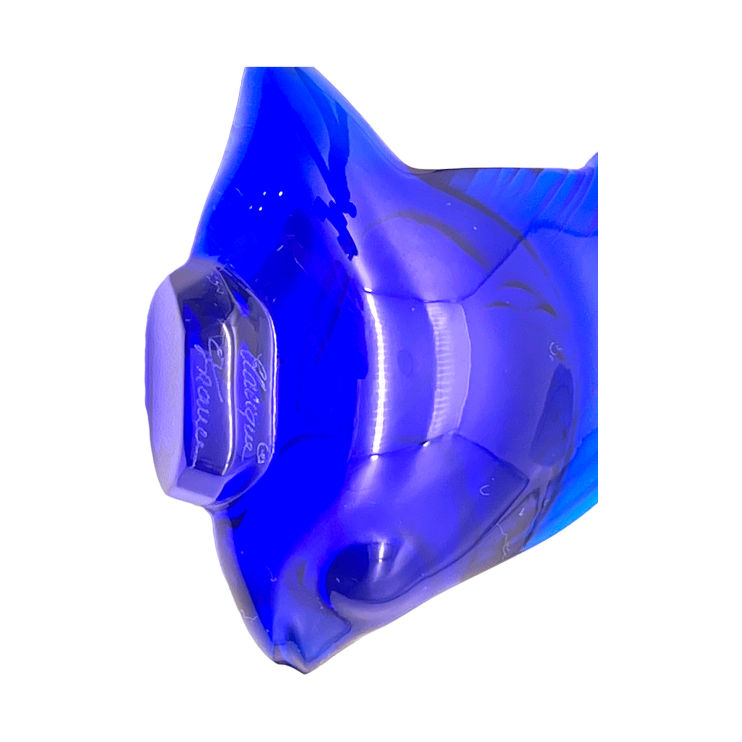 Lalique - Ferrat Blue Fish Sculpture - Signed - 2.25"