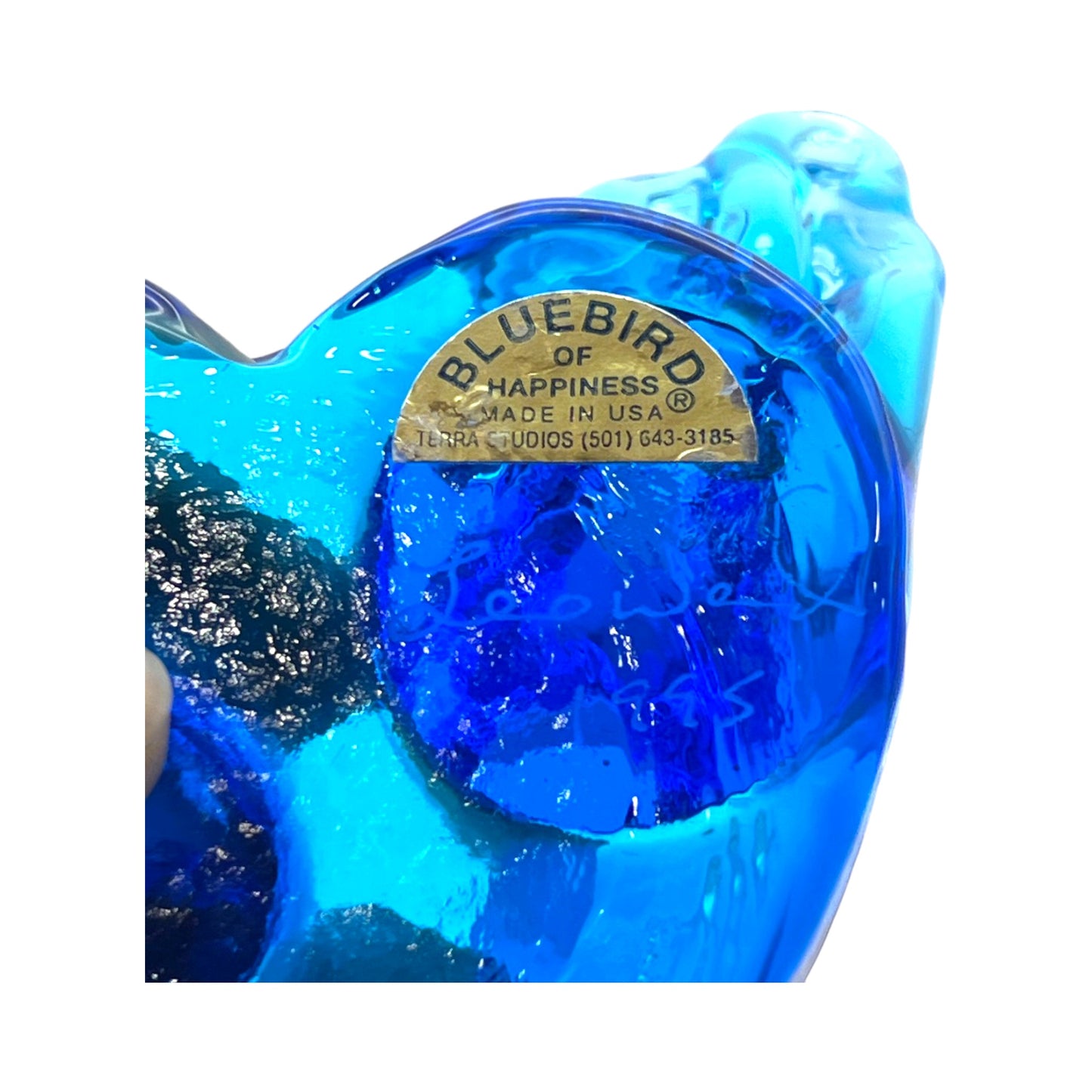 Blown Art Glass - Double Bluebird Of Happiness - Leo Ward Signed - 1993 - 3"