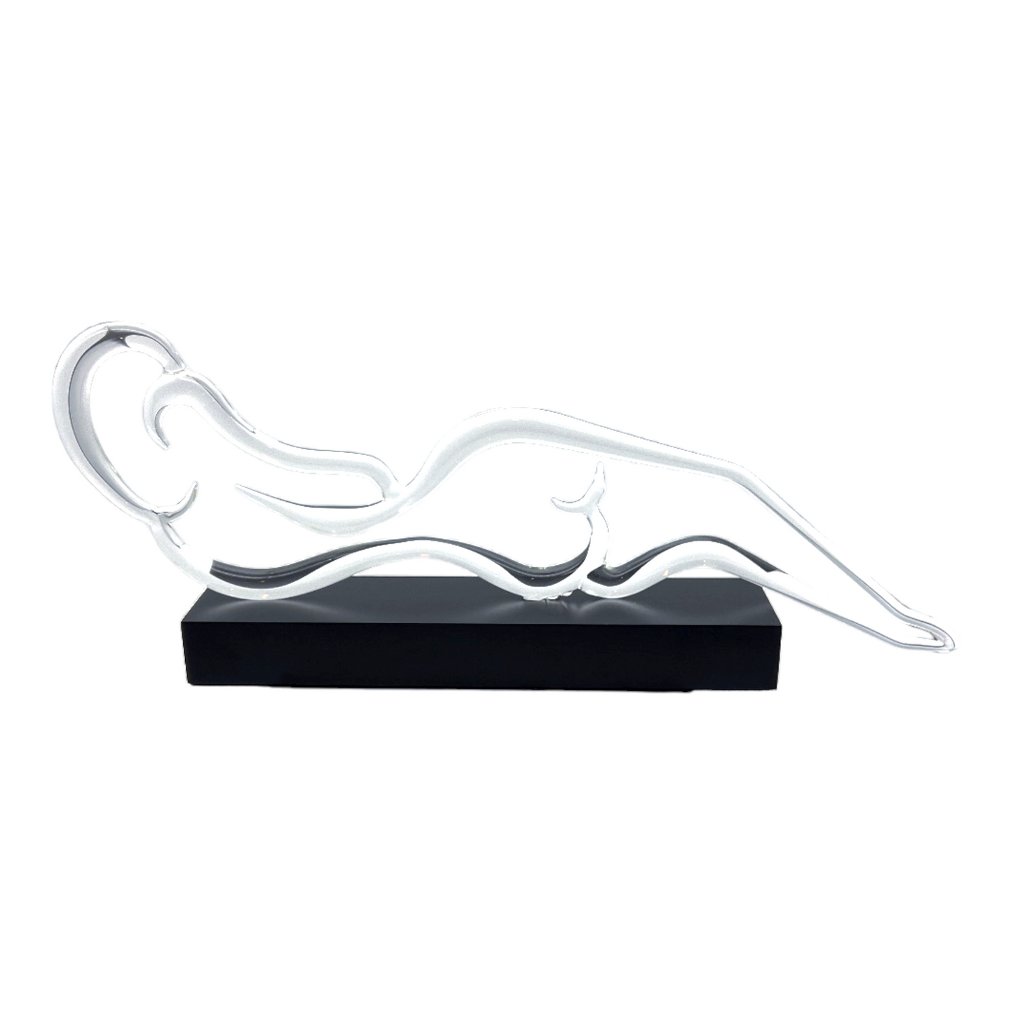 Ethereal Beauty - Hand Blown Clear Lady Silhouette Sculpture - Signed GS & Dated 1982 - 8" x 19"