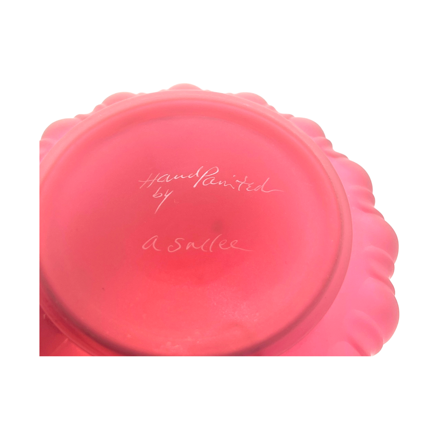 Fenton Art Glass - Cornshuck Wheat Cranberry Basket - Signed B Salle - Ltd - 8"