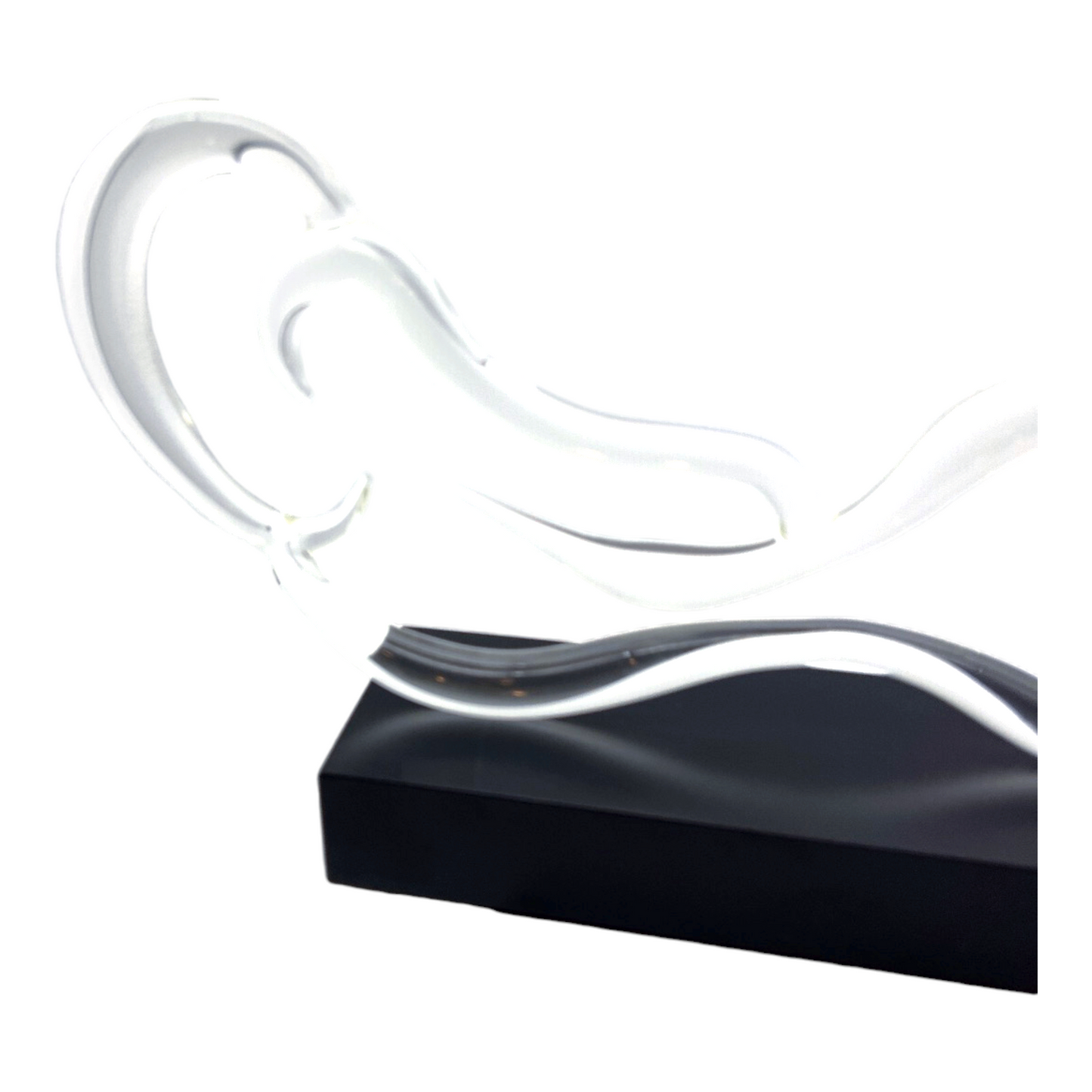 Ethereal Beauty - Hand Blown Clear Lady Silhouette Sculpture - Signed GS & Dated 1982 - 8" x 19"