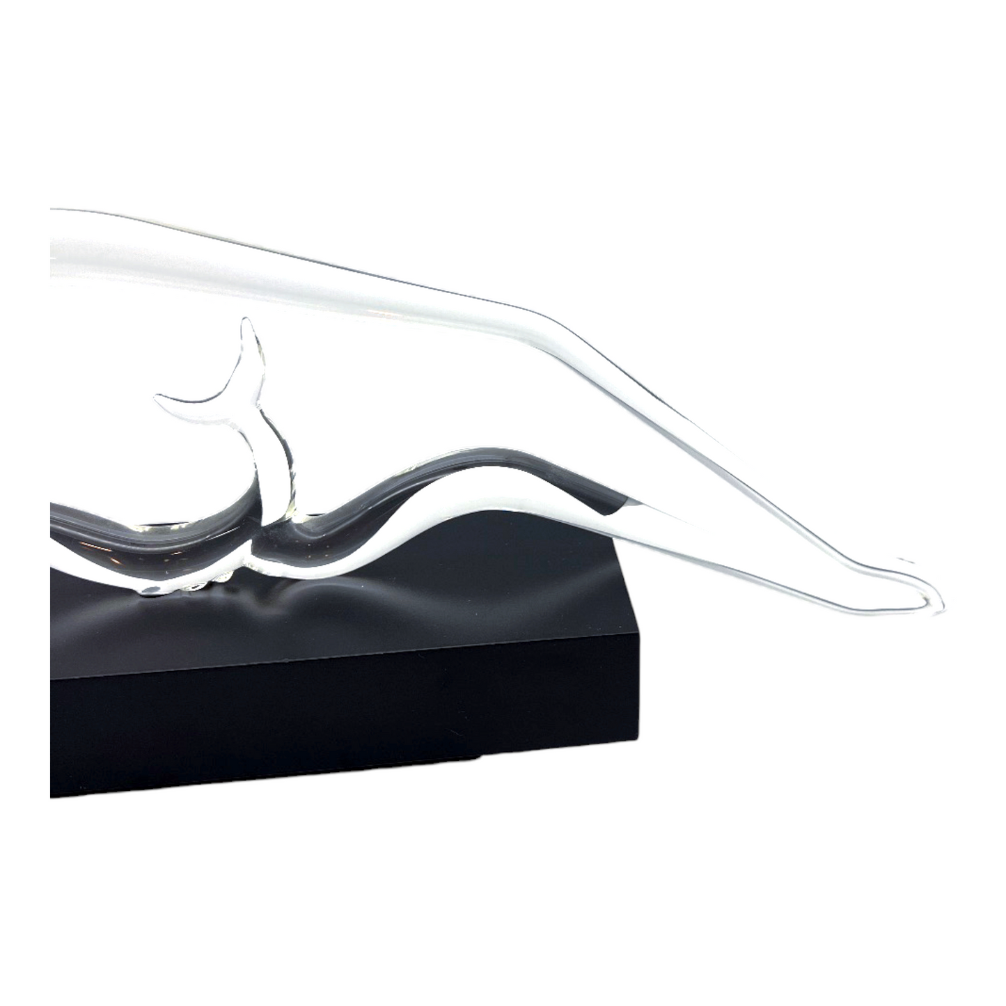 Ethereal Beauty - Hand Blown Clear Lady Silhouette Sculpture - Signed GS & Dated 1982 - 8" x 19"
