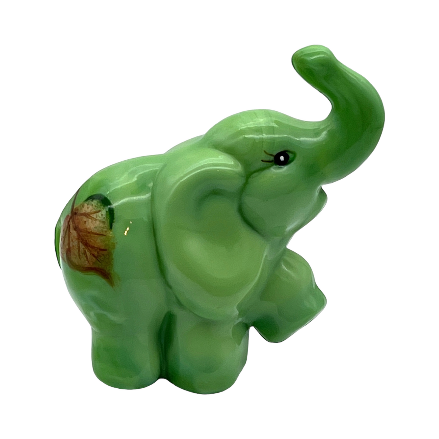 Fenton Art Glass - Elephant Chameleon Green - Hand Painted & Signed