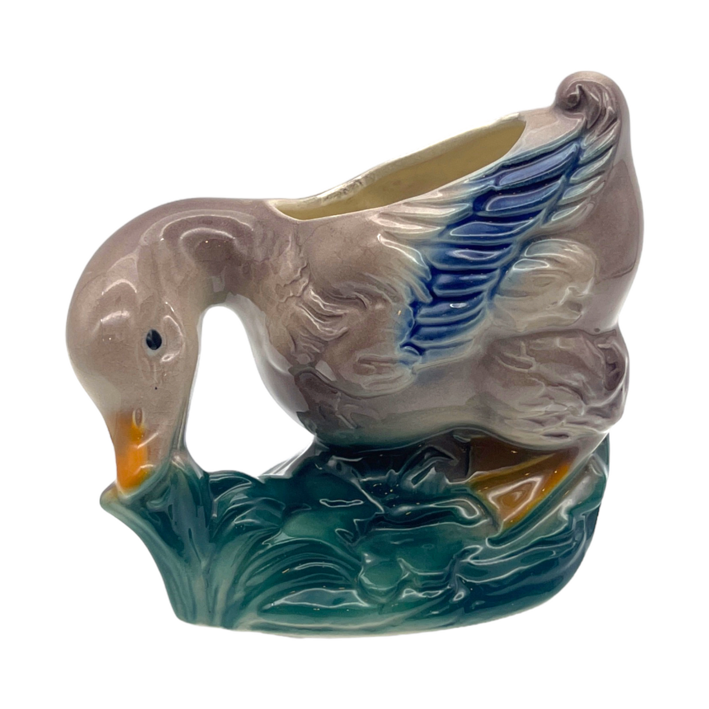 Royal Copley - Duck Eating Grass Planter - Vintage - 5"