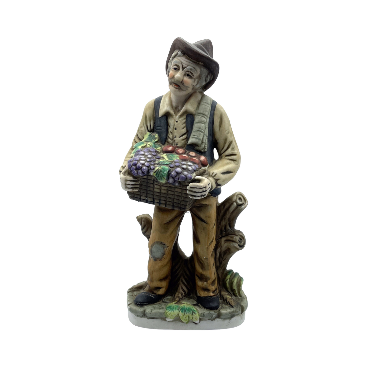Porcelain Man-Caring Fruit Figurine - Large - Vintage