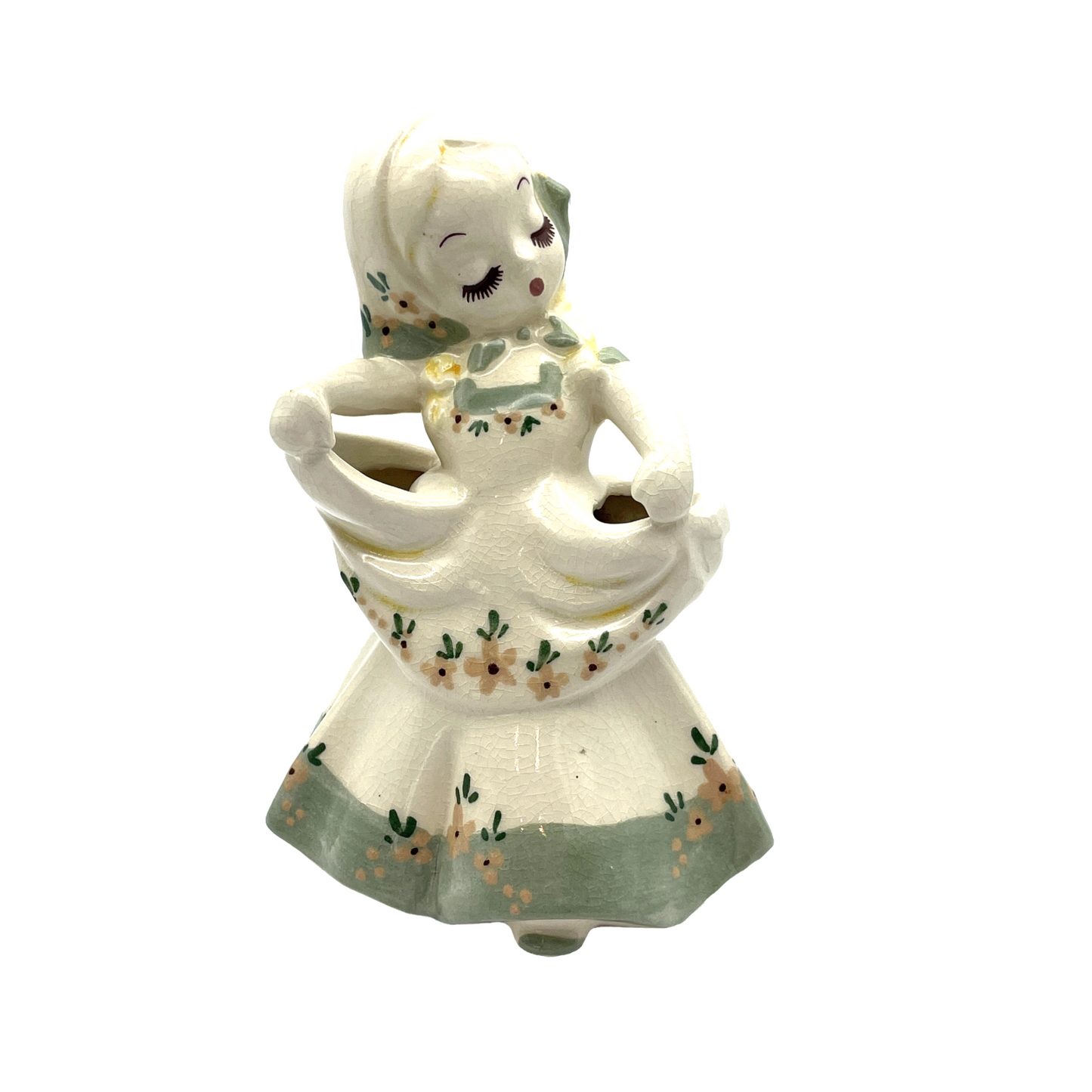 Delee Art - Nina - Green Trim - Hand Decorated - Vintage - 7"