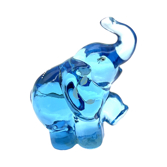 Fenton Art Glass - Elephant Indigo Blue - Hand Painted & Signed