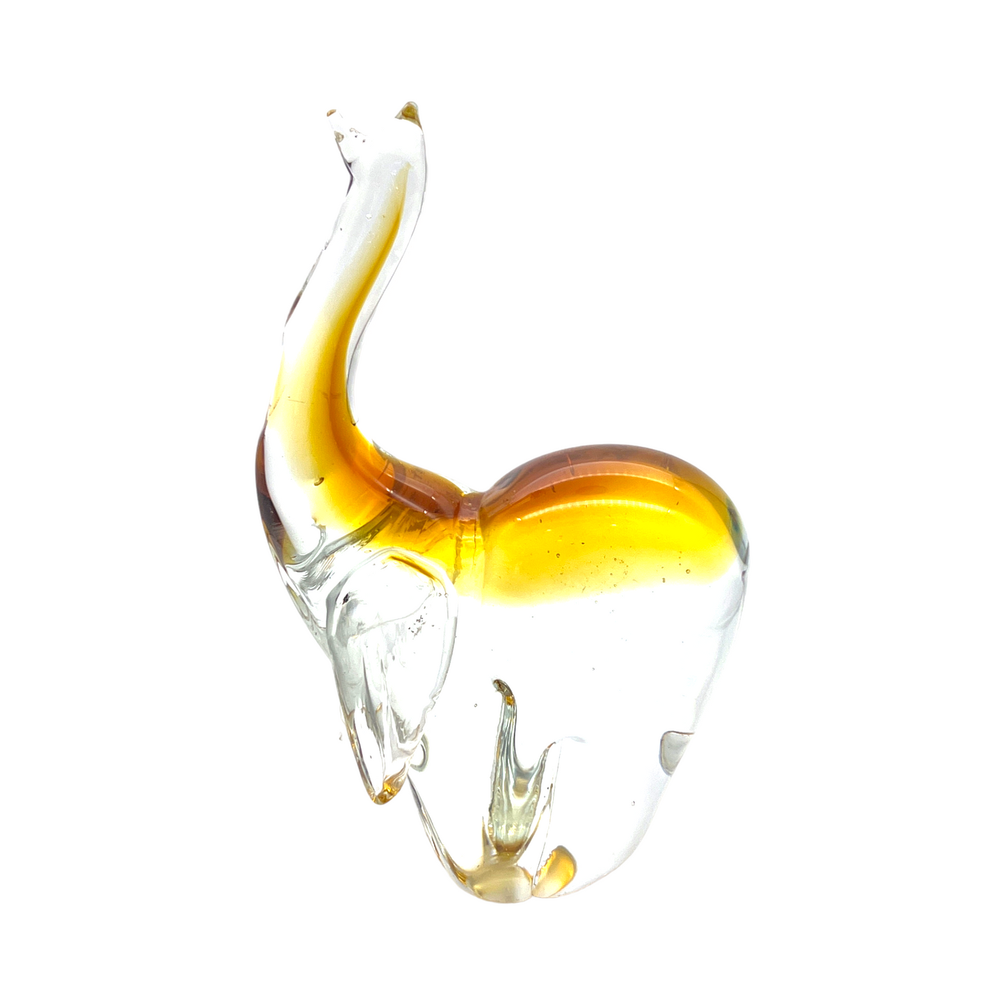 Murano - Elephant Sculpture - Clear & Brown - 8"