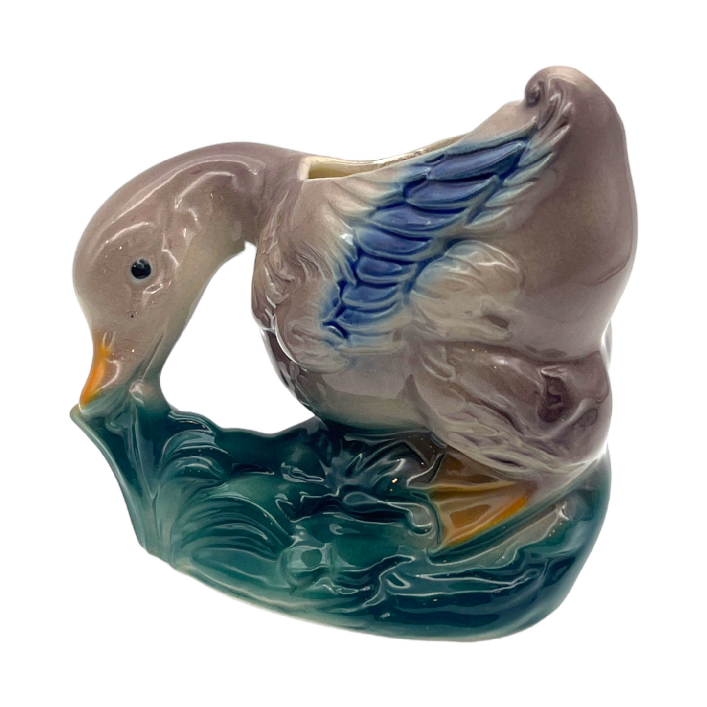 Royal Copley - Duck Eating Grass Planter - Vintage - 5"
