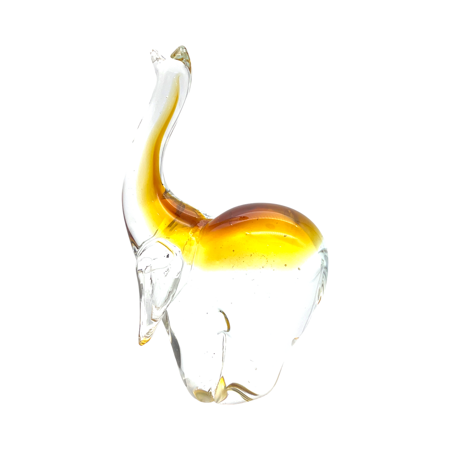 Murano - Elephant Sculpture - Clear & Brown - 8"