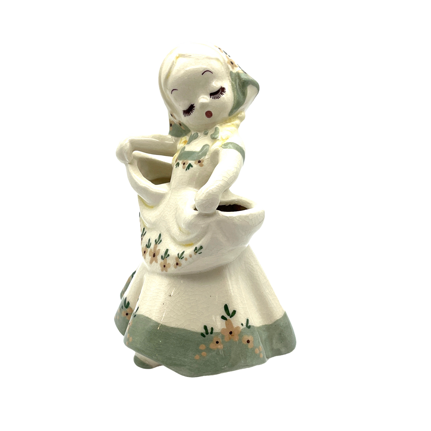 Delee Art - Nina - Green Trim - Hand Decorated - Vintage - 7"