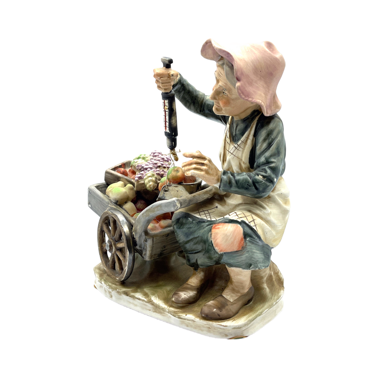 Norleans Porcelain - Elderly Lady With Vegetable Cart - Large - Vintage