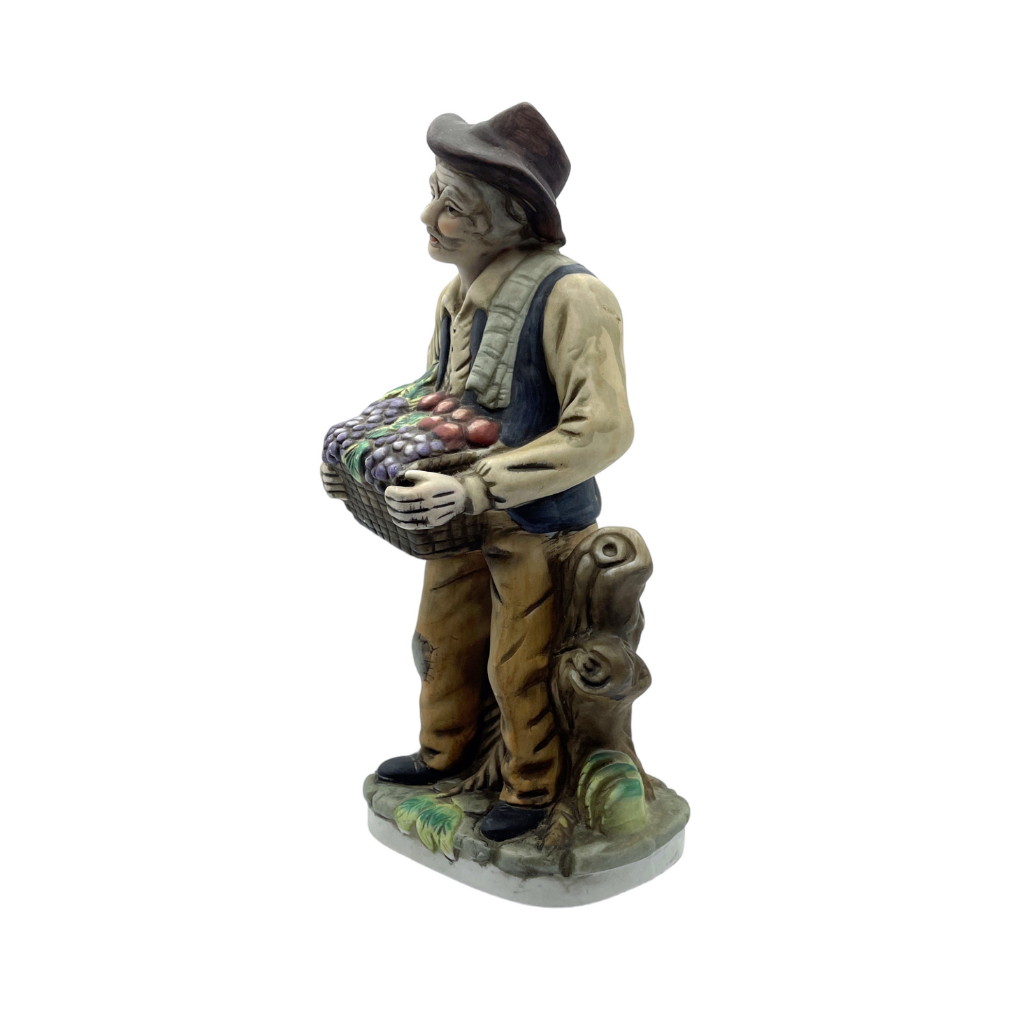 Porcelain Man-Caring Fruit Figurine - Large - Vintage