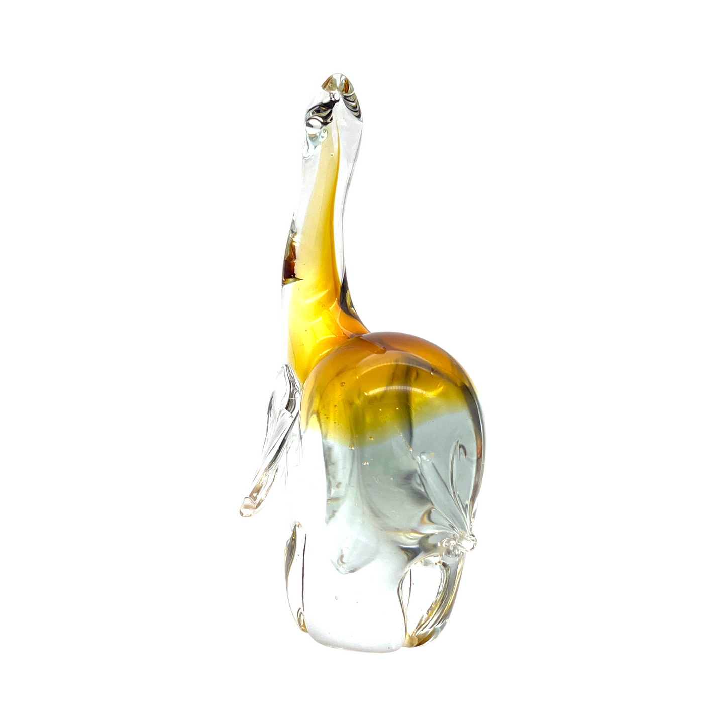 Murano - Elephant Sculpture - Clear & Brown - 8"