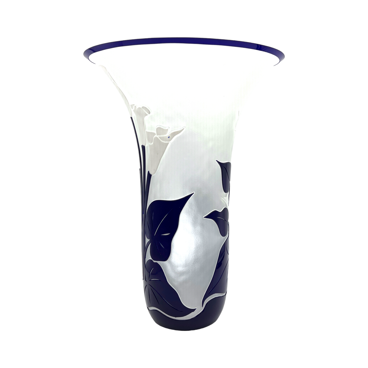 Designers Guild - Vase With Cobalt Blue Raised Flowers - Vintage - 11.5"