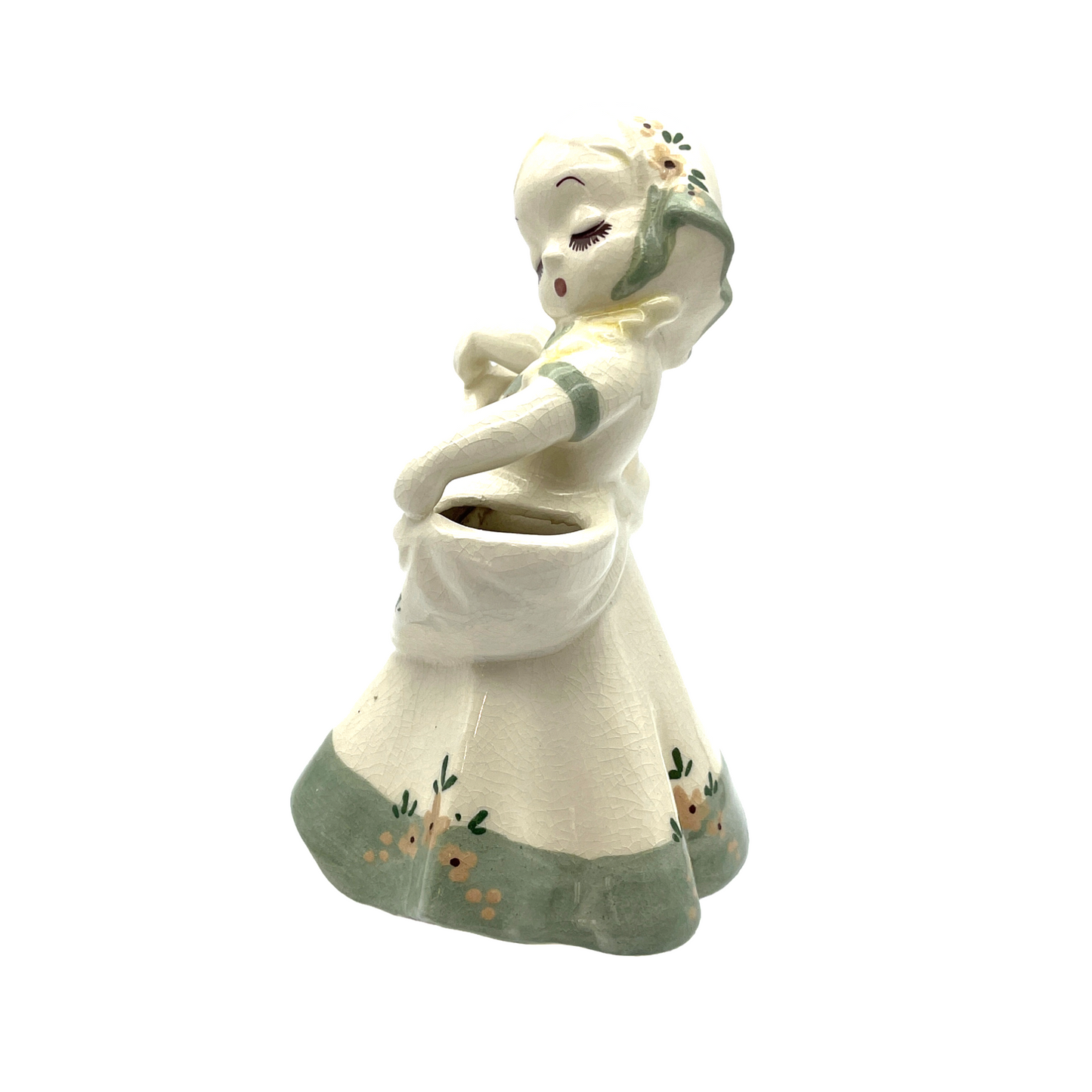 Delee Art - Nina - Green Trim - Hand Decorated - Vintage - 7"
