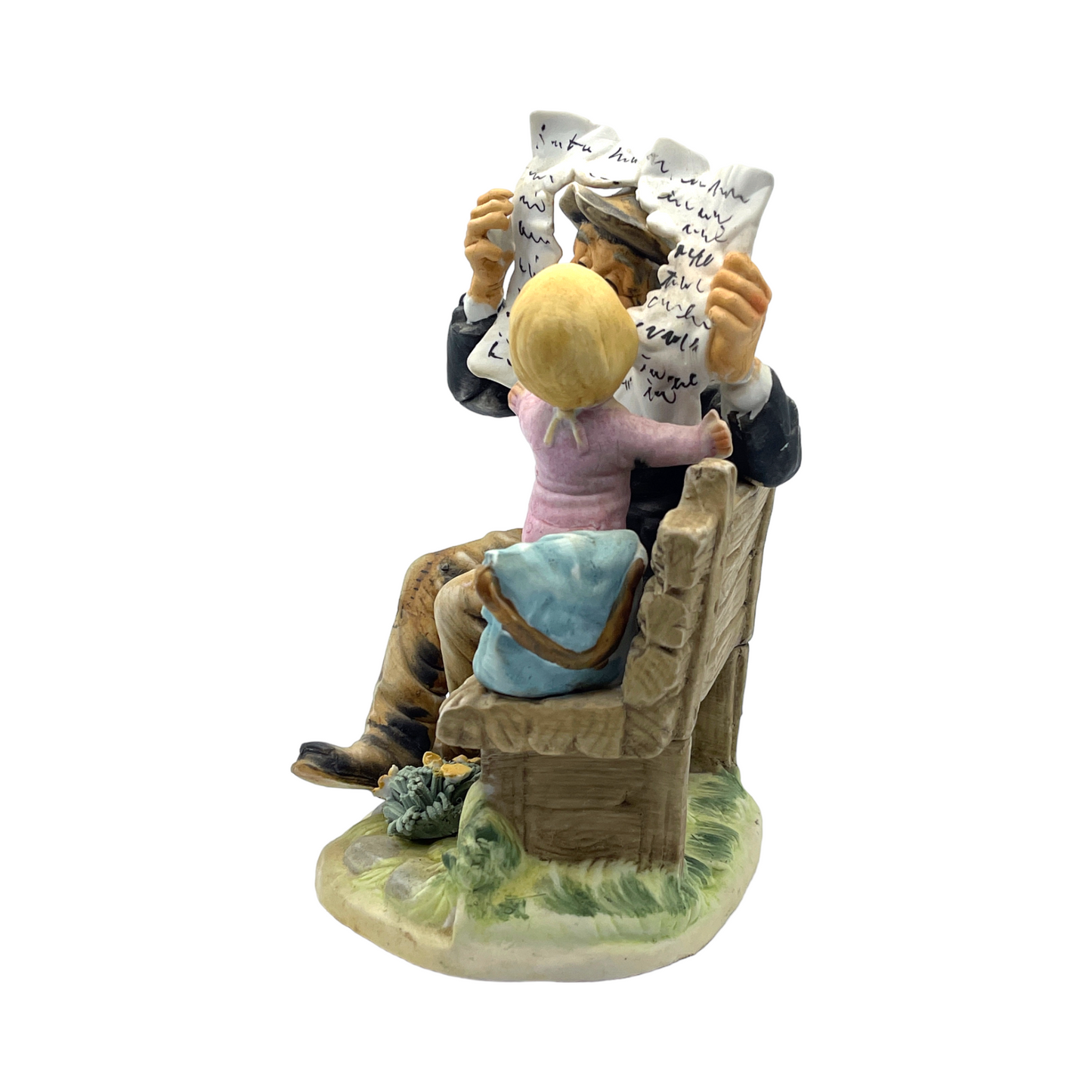 Lefton Grandpa & Granddaughter On Park Bench - Vintage