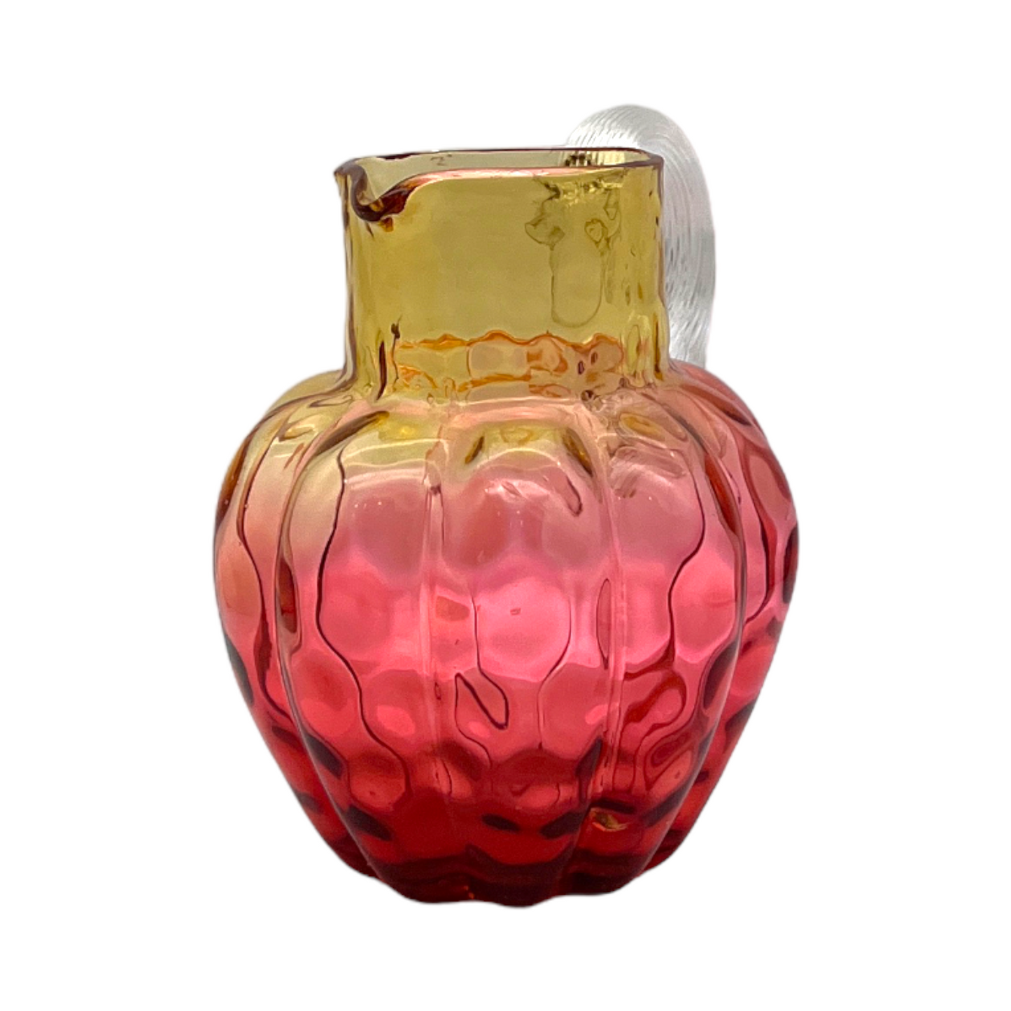 Reverse Amberina - Melon Ribbed Spot Optic Pitcher - Vintage - 5"