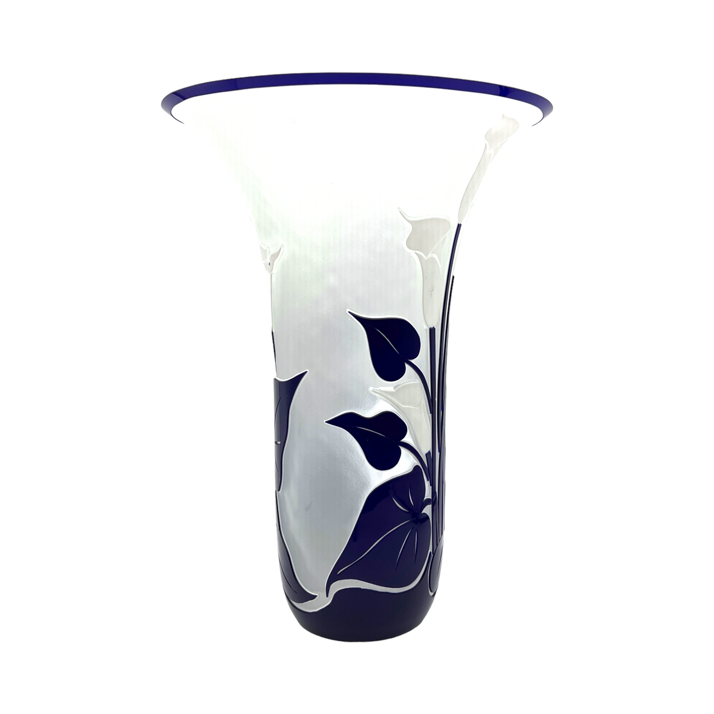 Designers Guild - Vase With Cobalt Blue Raised Flowers - Vintage - 11.5"