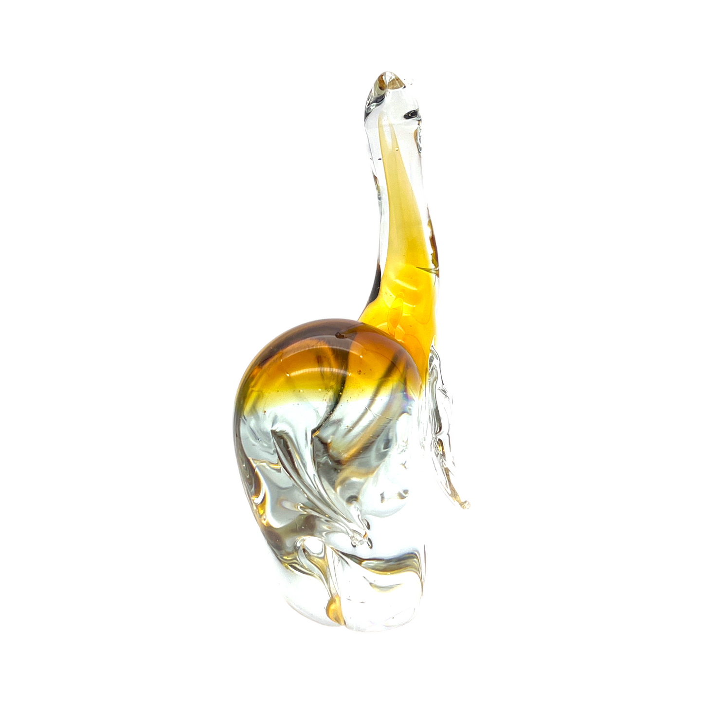 Murano - Elephant Sculpture - Clear & Brown - 8"