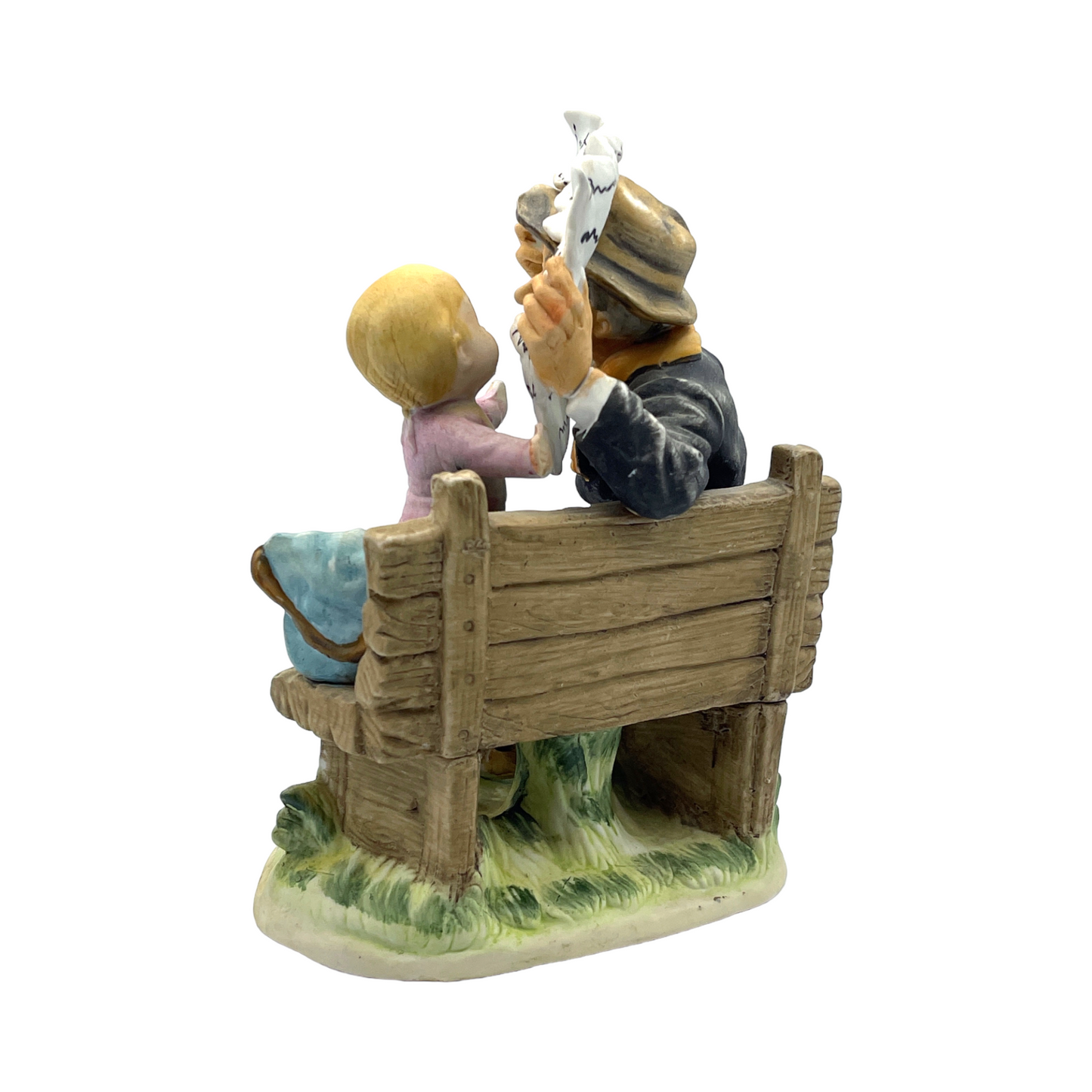 Lefton Grandpa & Granddaughter On Park Bench - Vintage