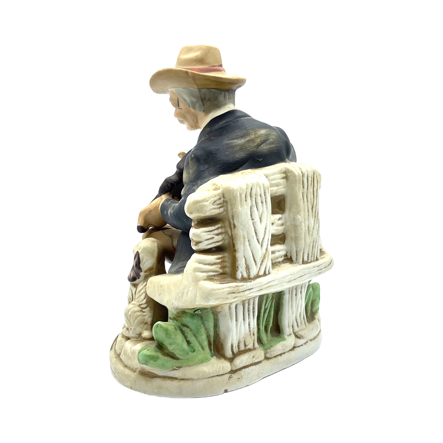 Homco Porcelain - Man Playing Fiddle With Dog Figurine - Vintage