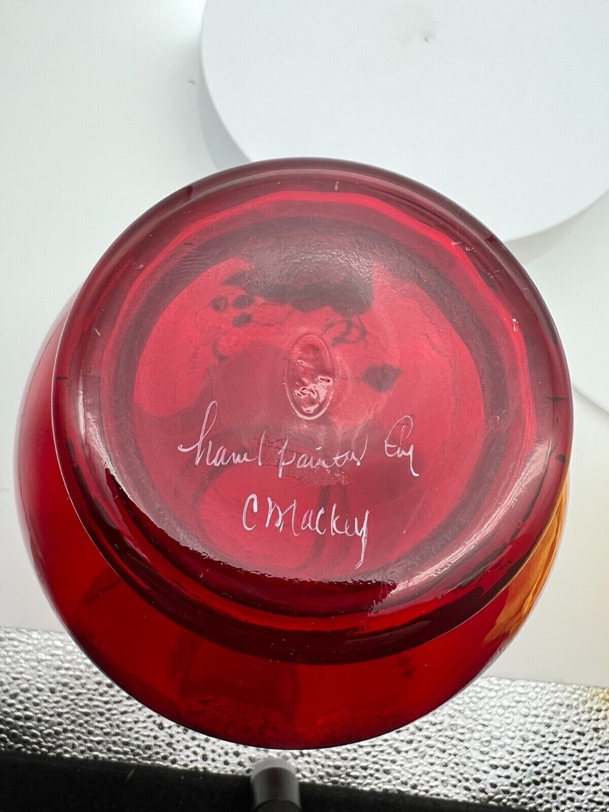 Fenton Art Glass - Ruby Red Gilded Harvest - Signed - 9.5"