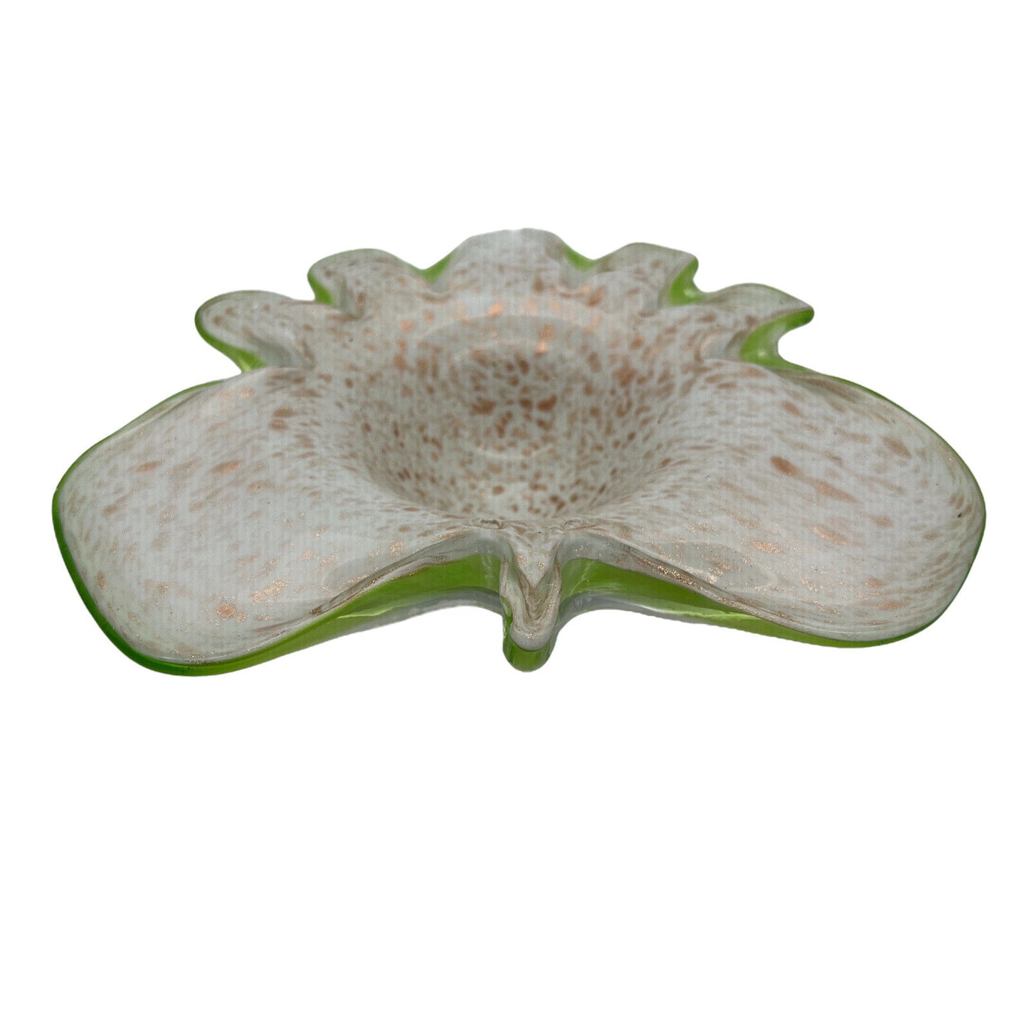 Murano Art Glass - Bowl - Green W/Gold Flake - 9"