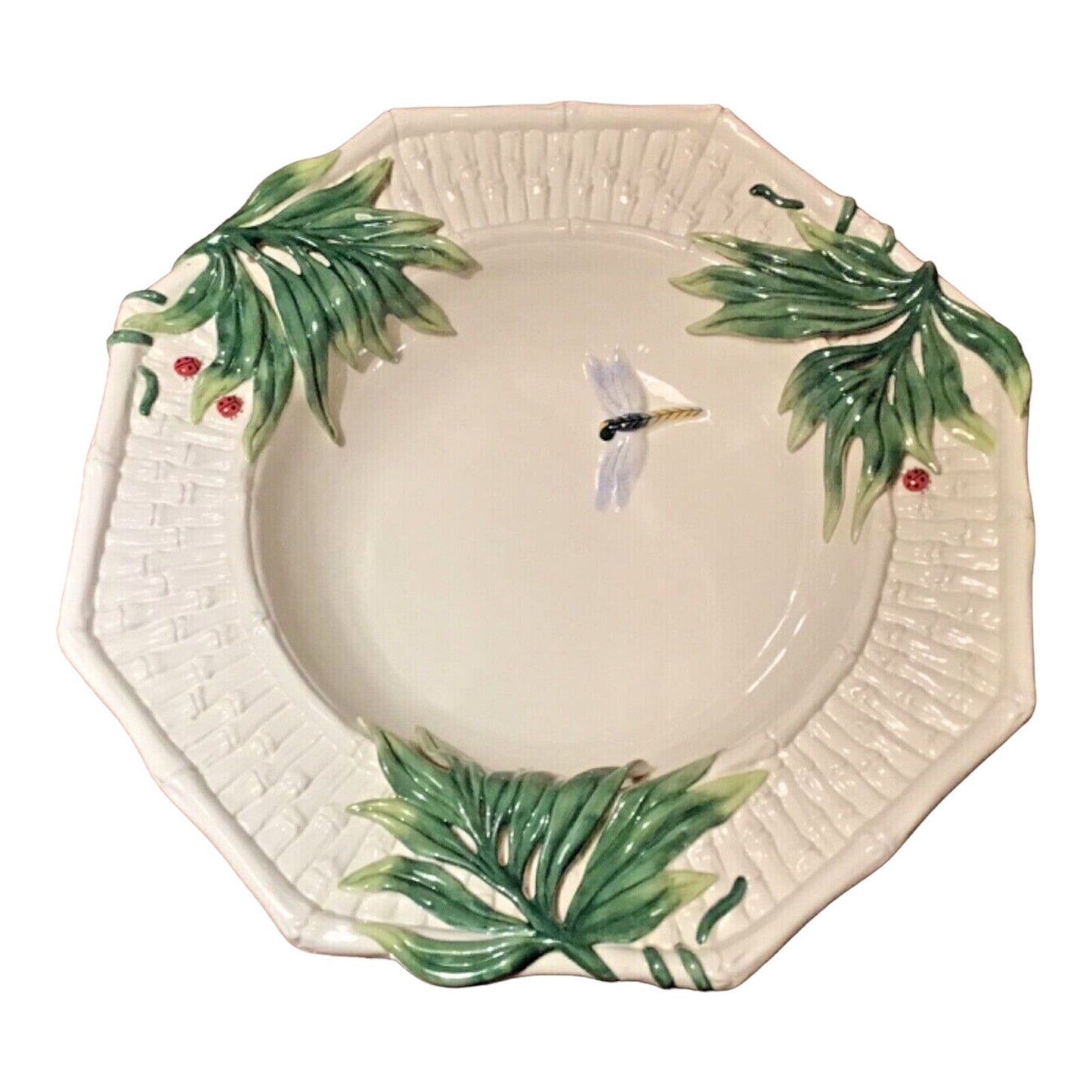 Fitz & Floyd Classics Bamboo Dragonfly & Lady Bug Bowl - 14"