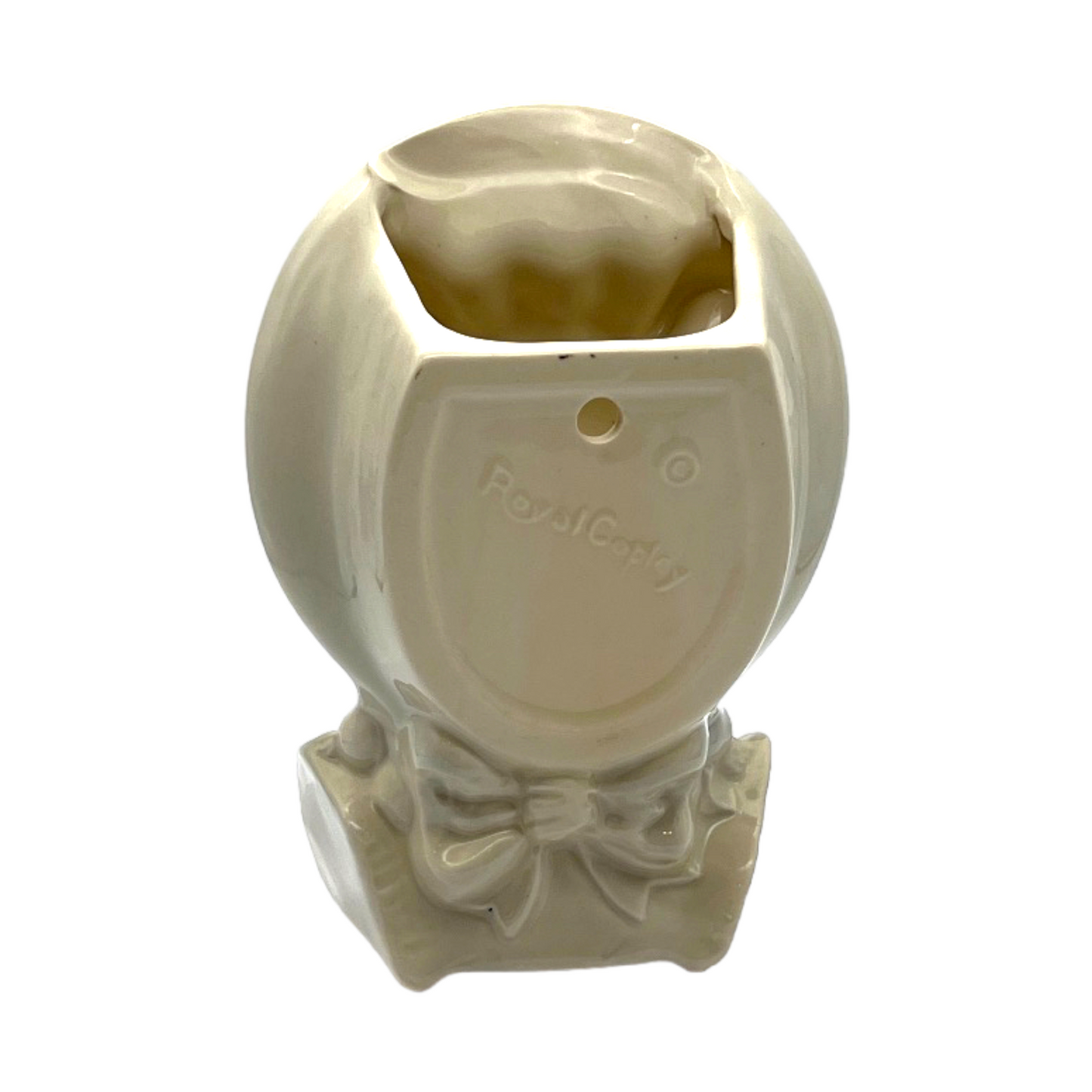 Royal Copley - Girl With Pigs Tail Wall Pocket Planter - Vintage - 7"