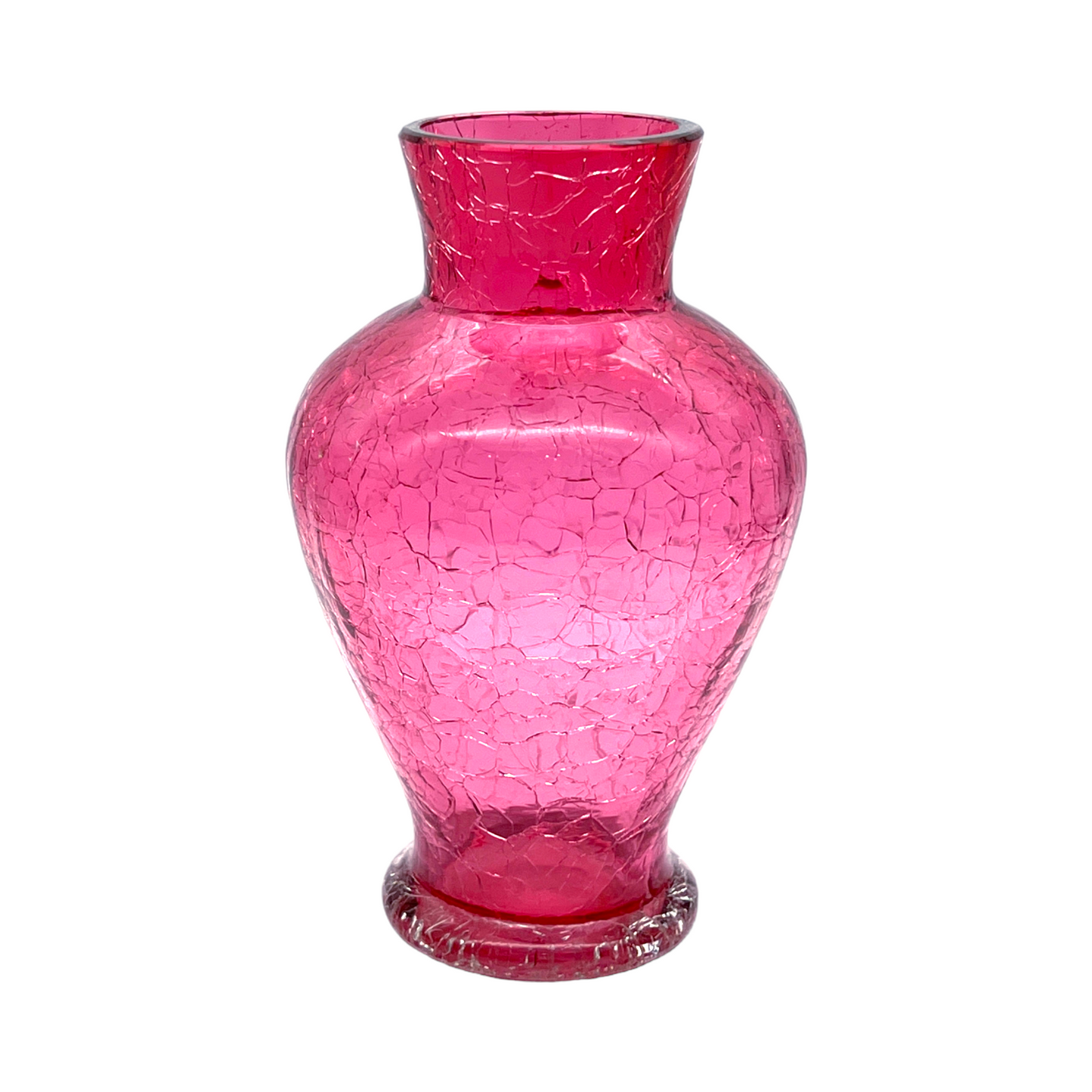 Cranberry Crackle Elegance - Vintage Art Glass Vase - 6.25"