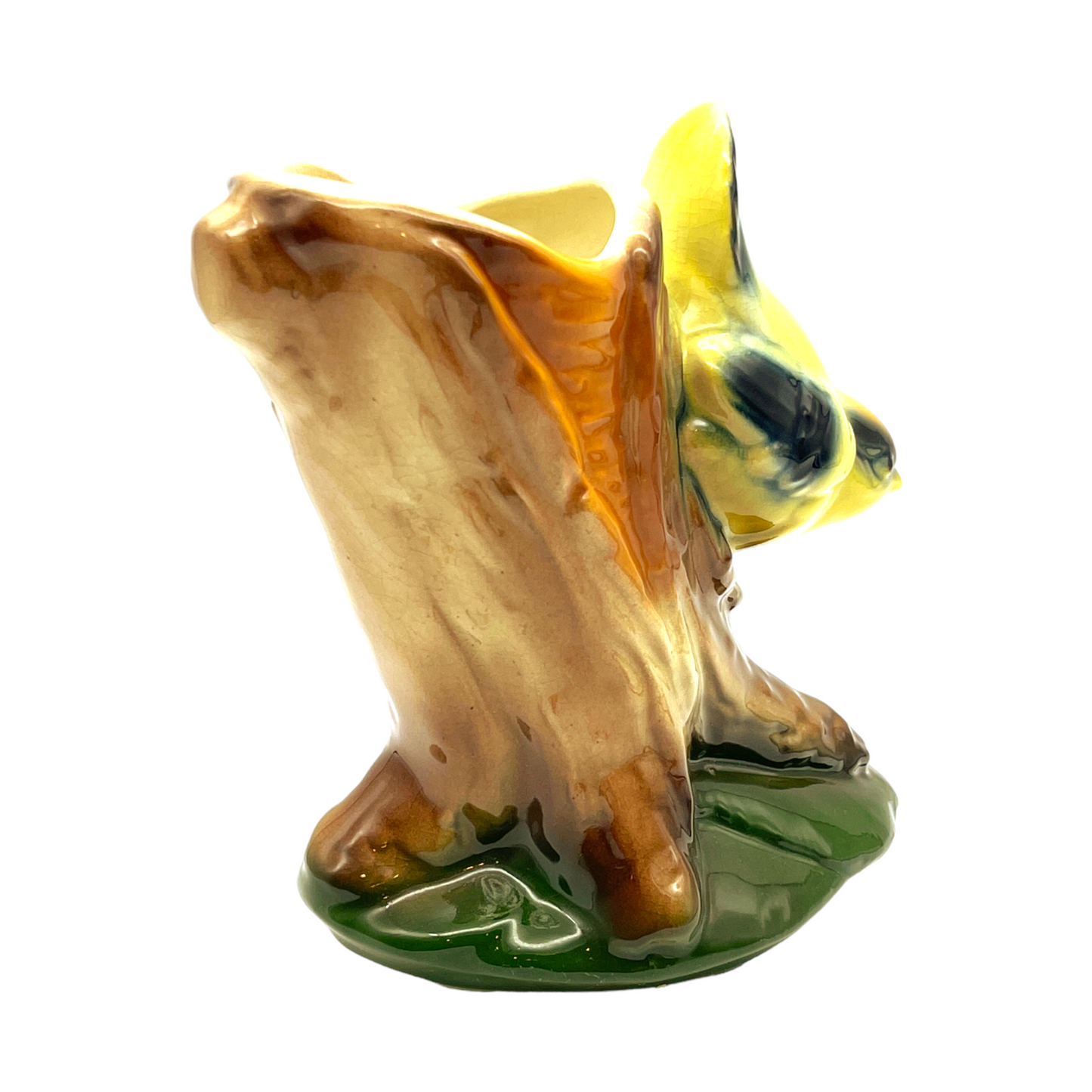 Royal Copley - Nuthatch On A Tree Stump Planter - Vintage - 5.25"