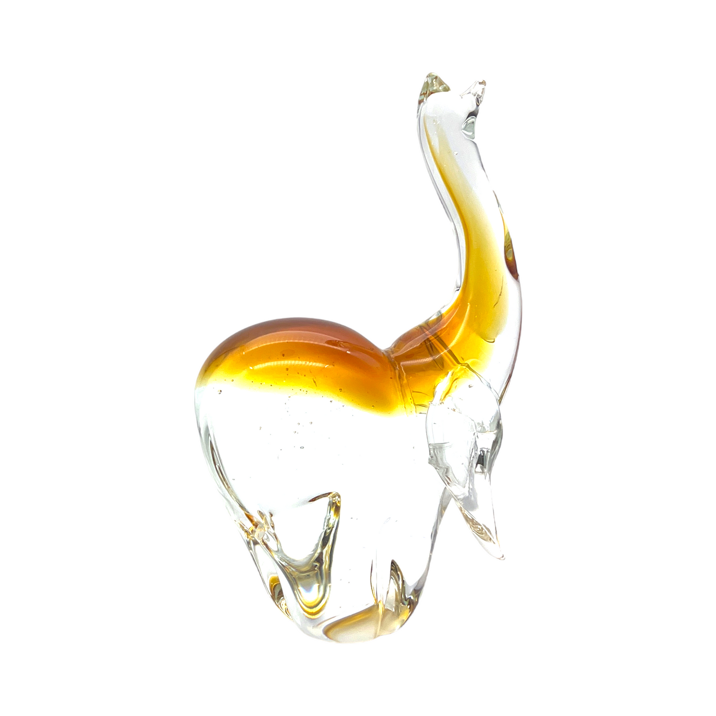 Murano - Elephant Sculpture - Clear & Brown - 8"