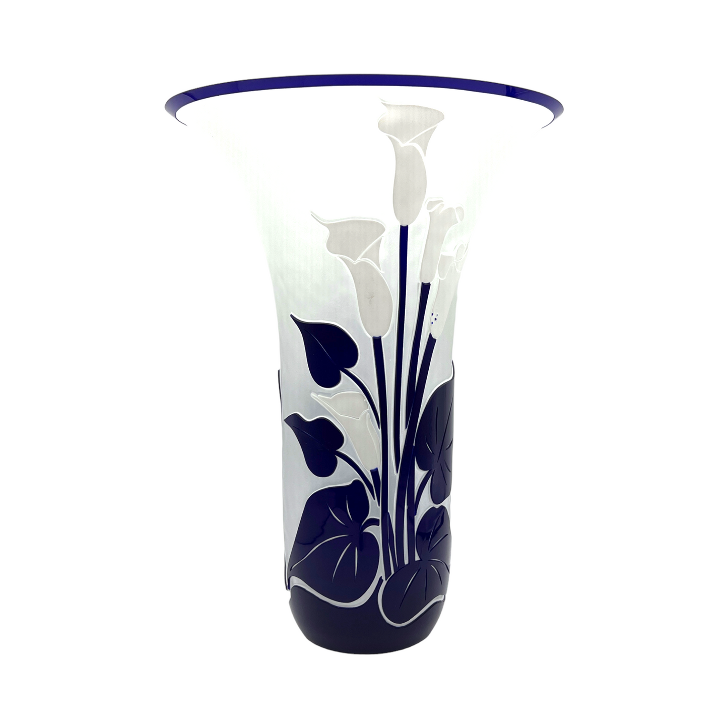 Designers Guild - Vase With Cobalt Blue Raised Flowers - Vintage - 11.5"