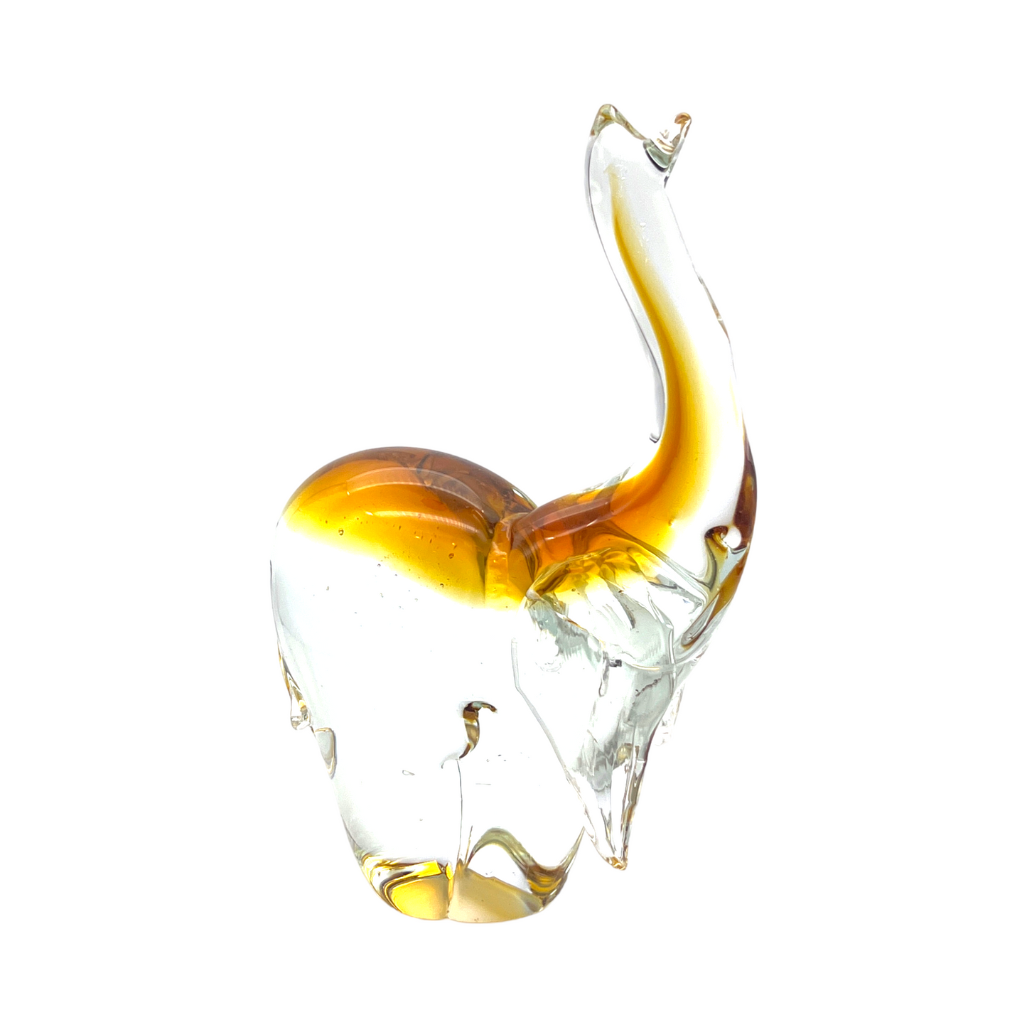 Murano - Elephant Sculpture - Clear & Brown - 8"