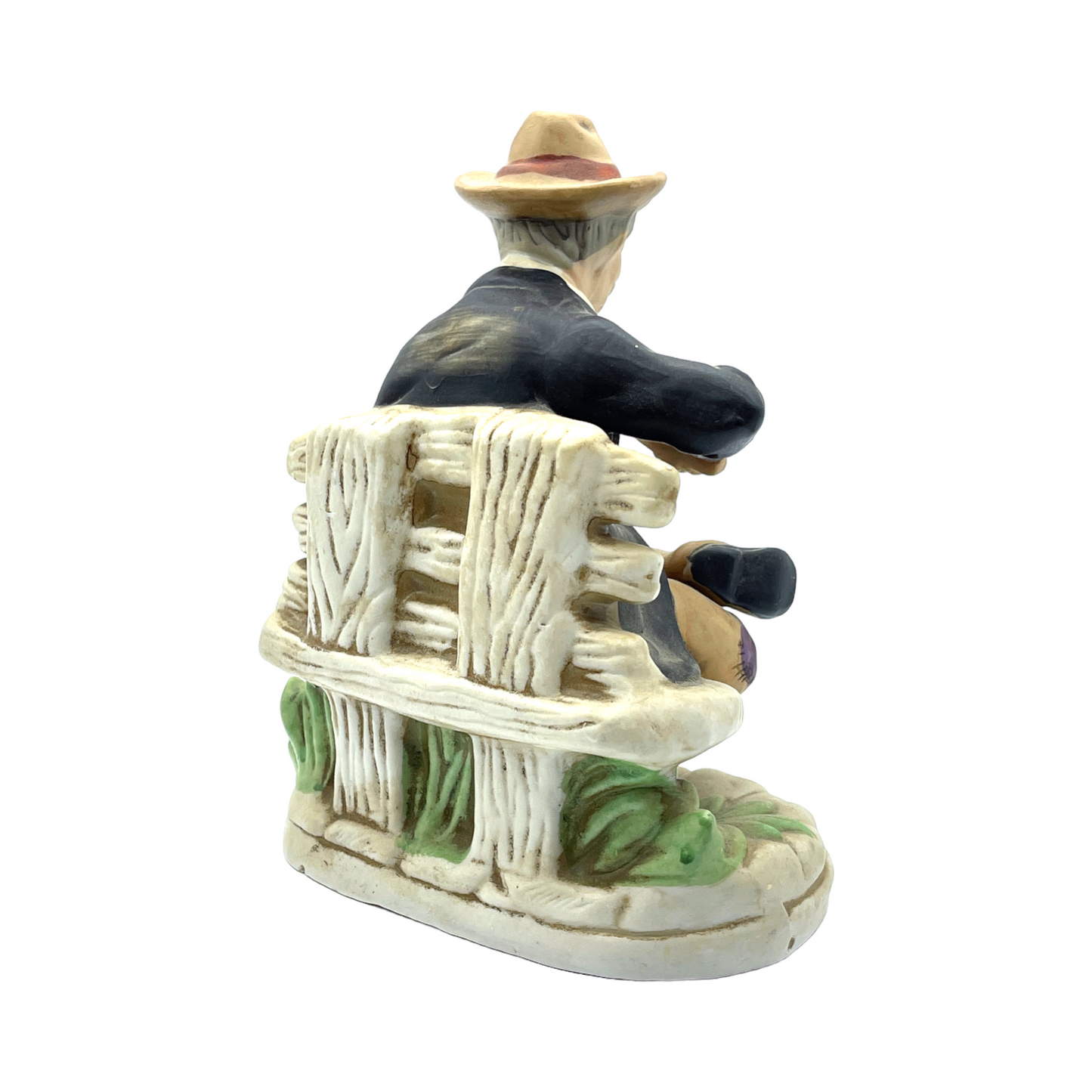 Homco Porcelain - Man Playing Fiddle With Dog Figurine - Vintage