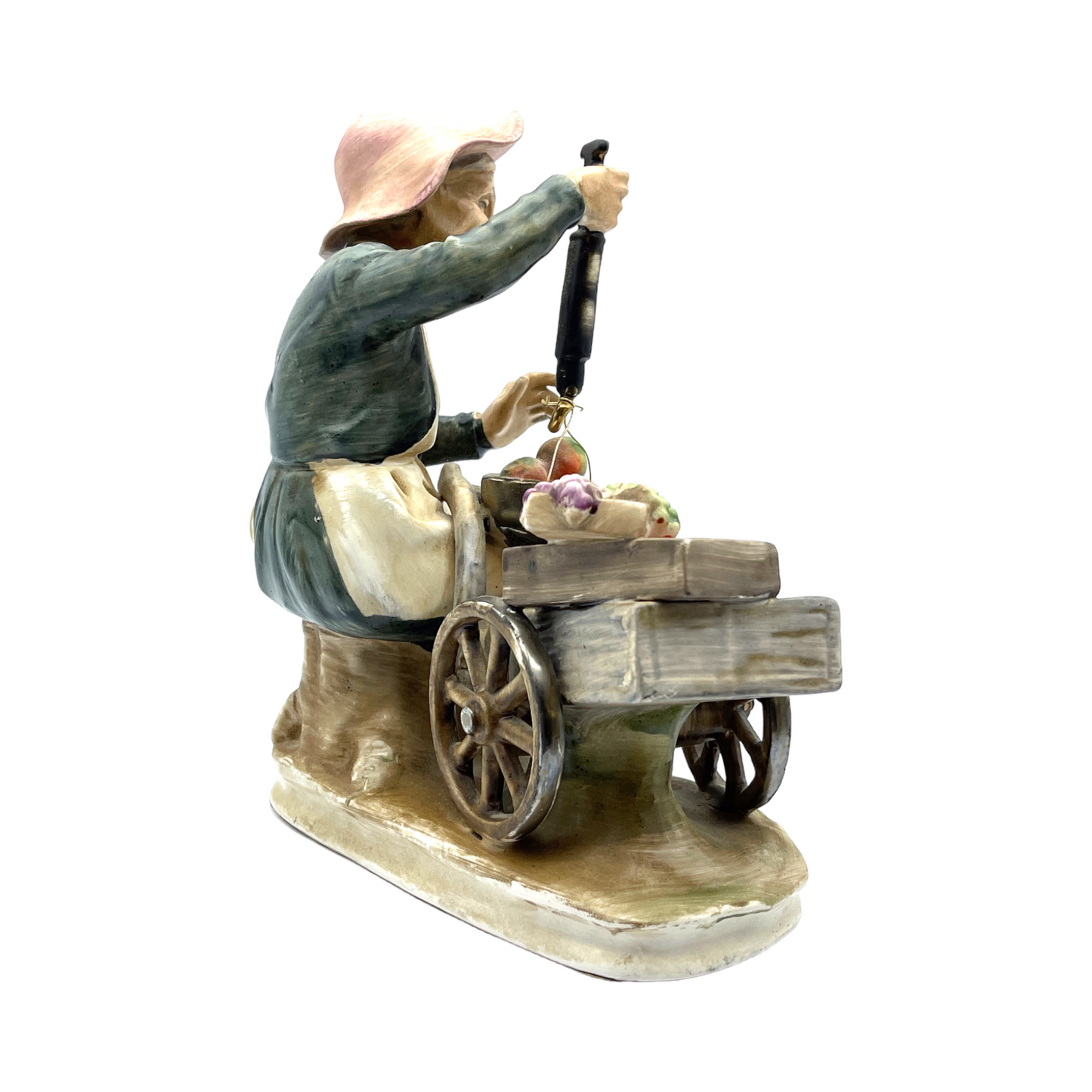 Norleans Porcelain - Elderly Lady With Vegetable Cart - Large - Vintage