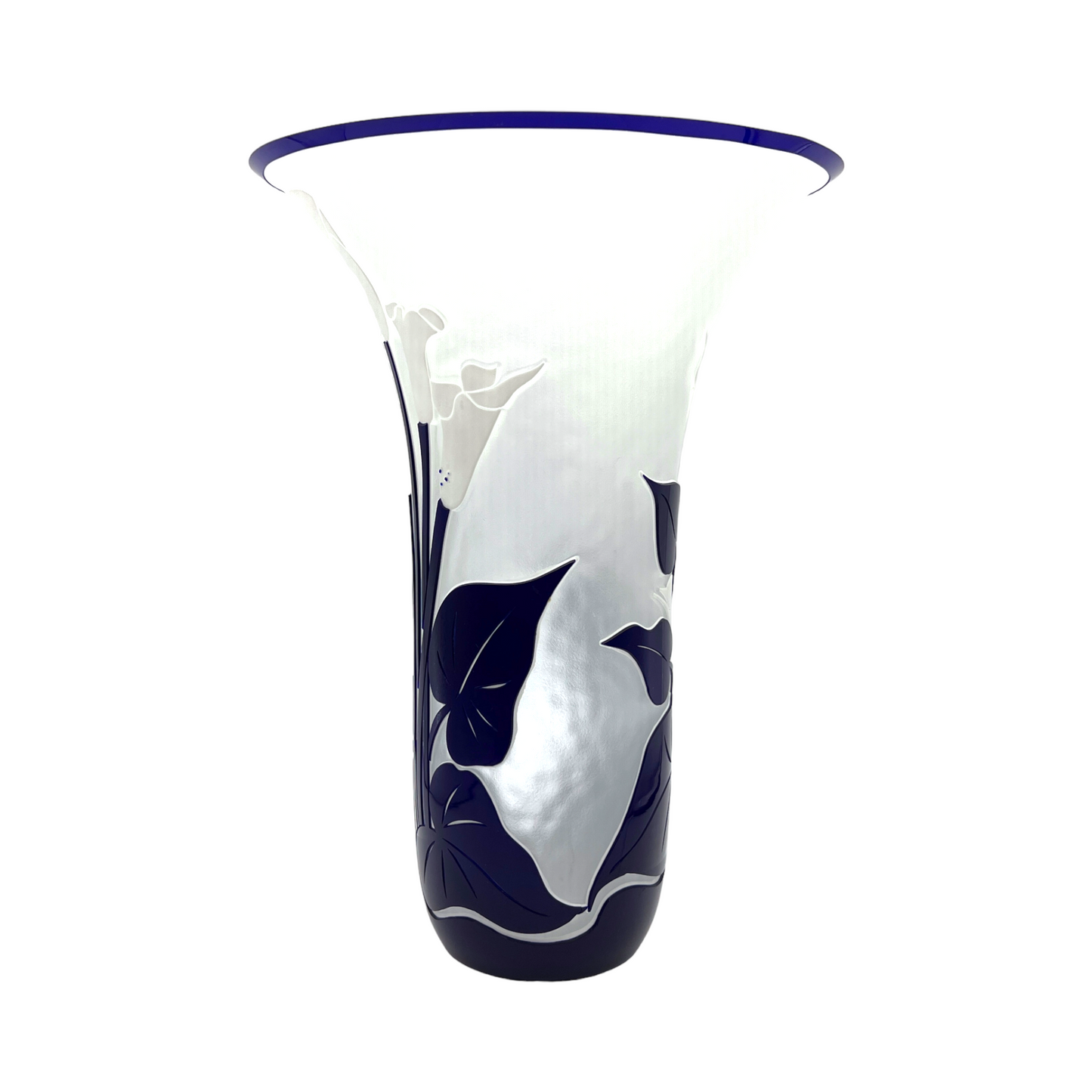 Designers Guild - Vase With Cobalt Blue Raised Flowers - Vintage - 11.5"