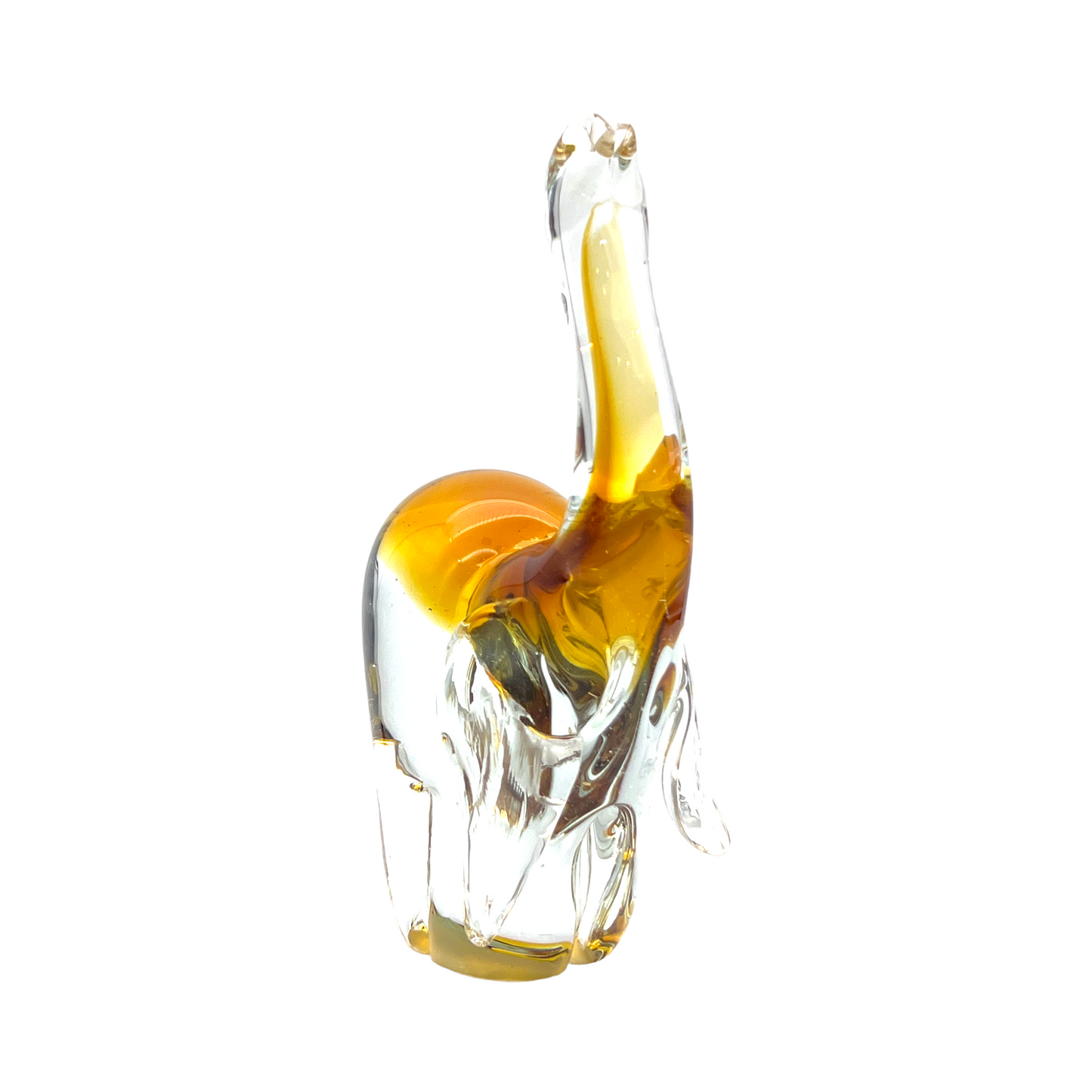 Murano - Elephant Sculpture - Clear & Brown - 8"