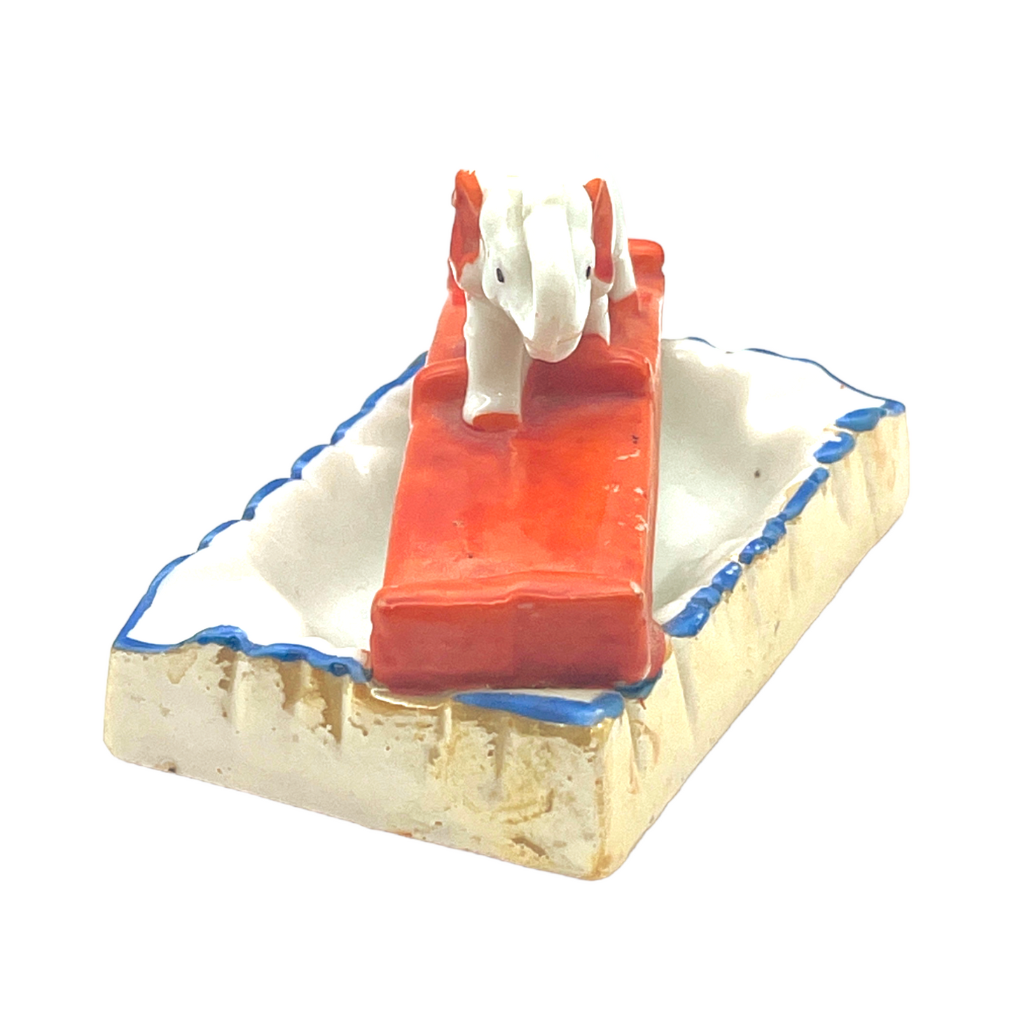 Ashtray - Elephant Crossing Bridge Hand Painted Figurine - Vintage - 2.5"