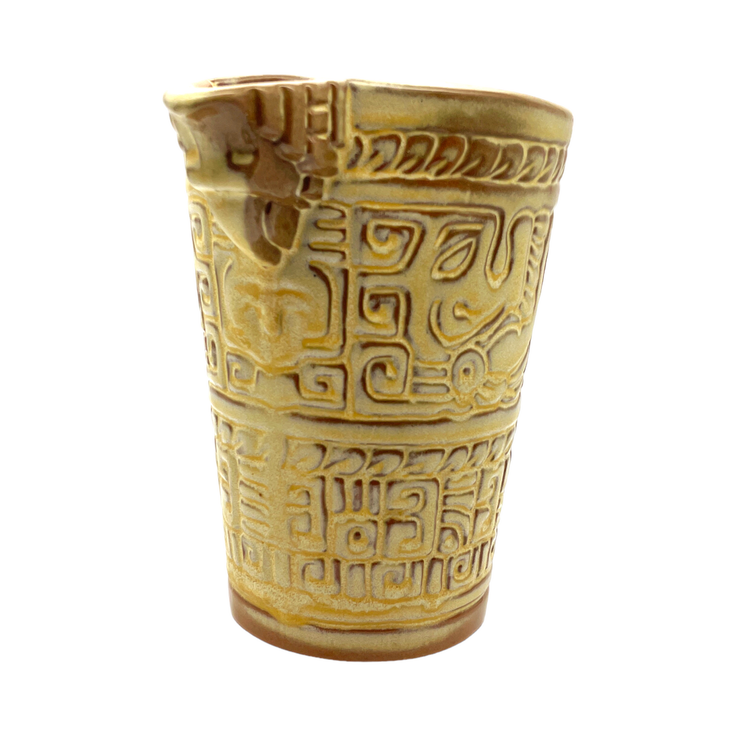 Frankoma Pottery - Aztec Pitcher With Ice Guard - Vintage - 8"